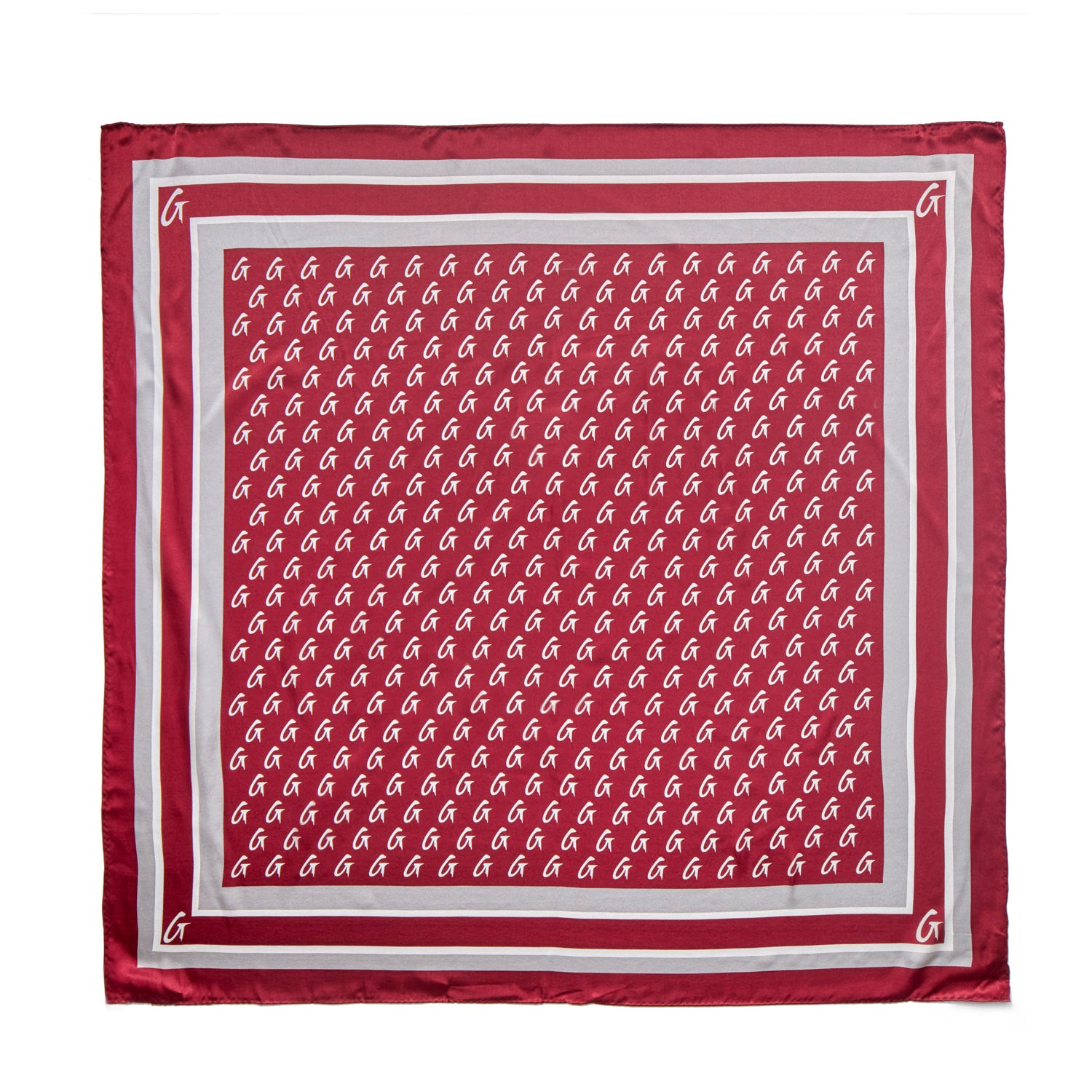 BUSY LIVING LARGE MONOGRAM SILK SCARF - BURGUNDY