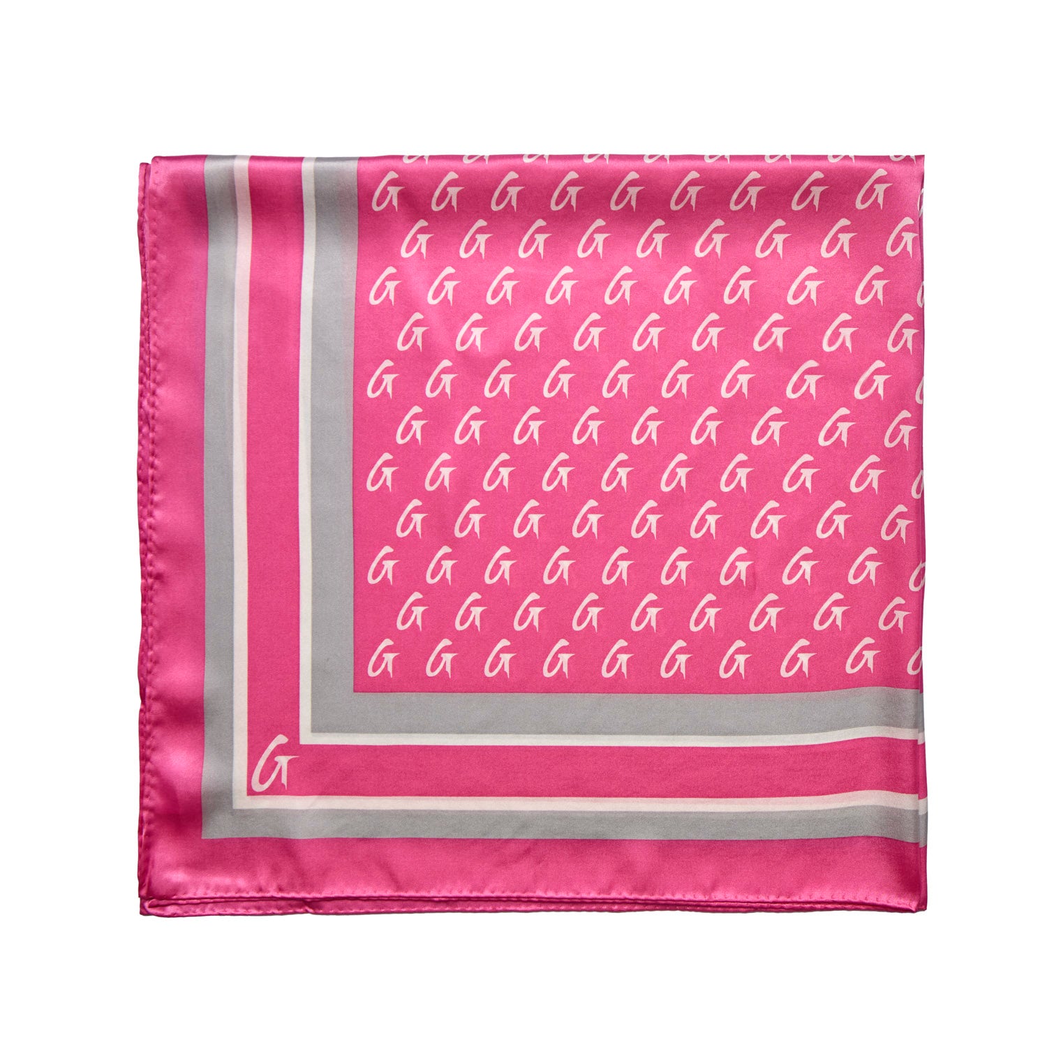 BUSY LIVING LARGE MONOGRAM SILK SCARF - HOT PINK
