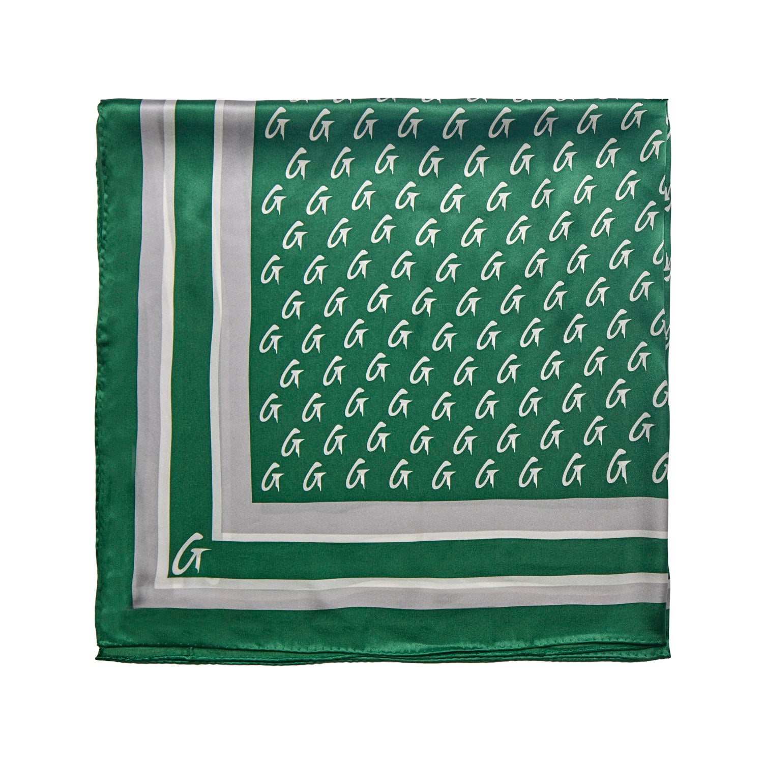 BUSY LIVING LARGE MONOGRAM SILK SCARF - GREEN
