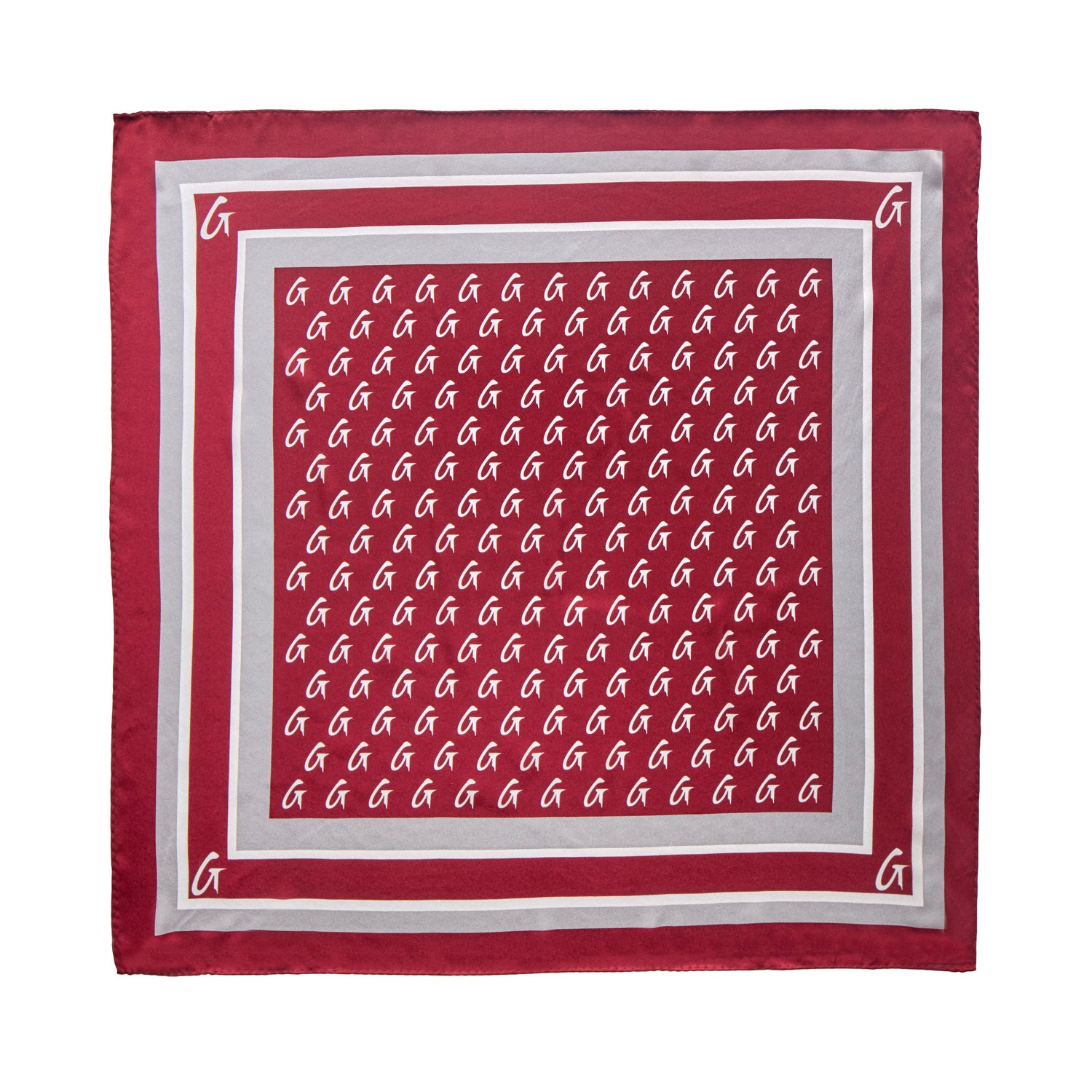 BUSY LIVING MEDIUM MONOGRAM SILK SCARF - BURGUNDY