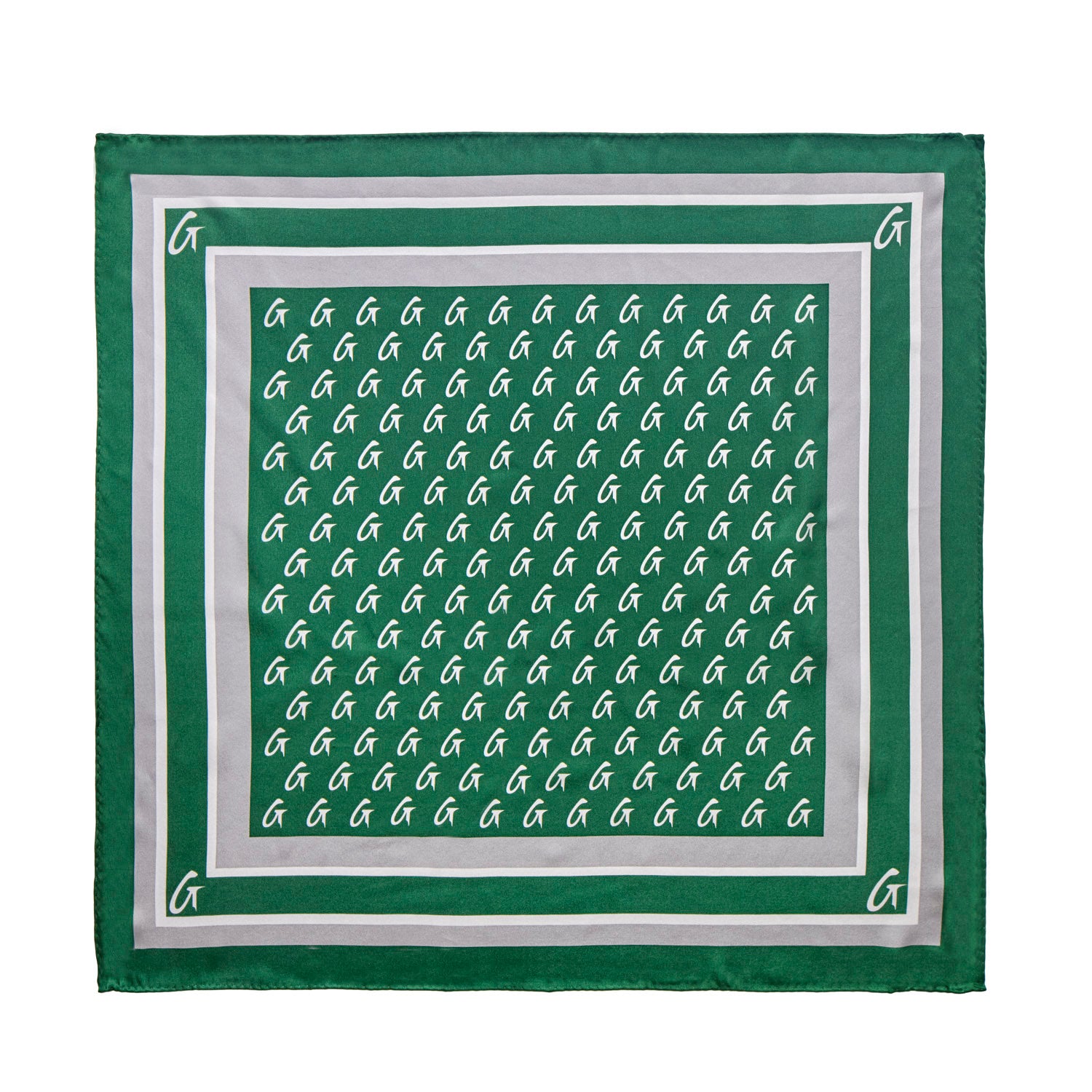BUSY LIVING MEDIUM MONOGRAM SILK SCARF - GREEN