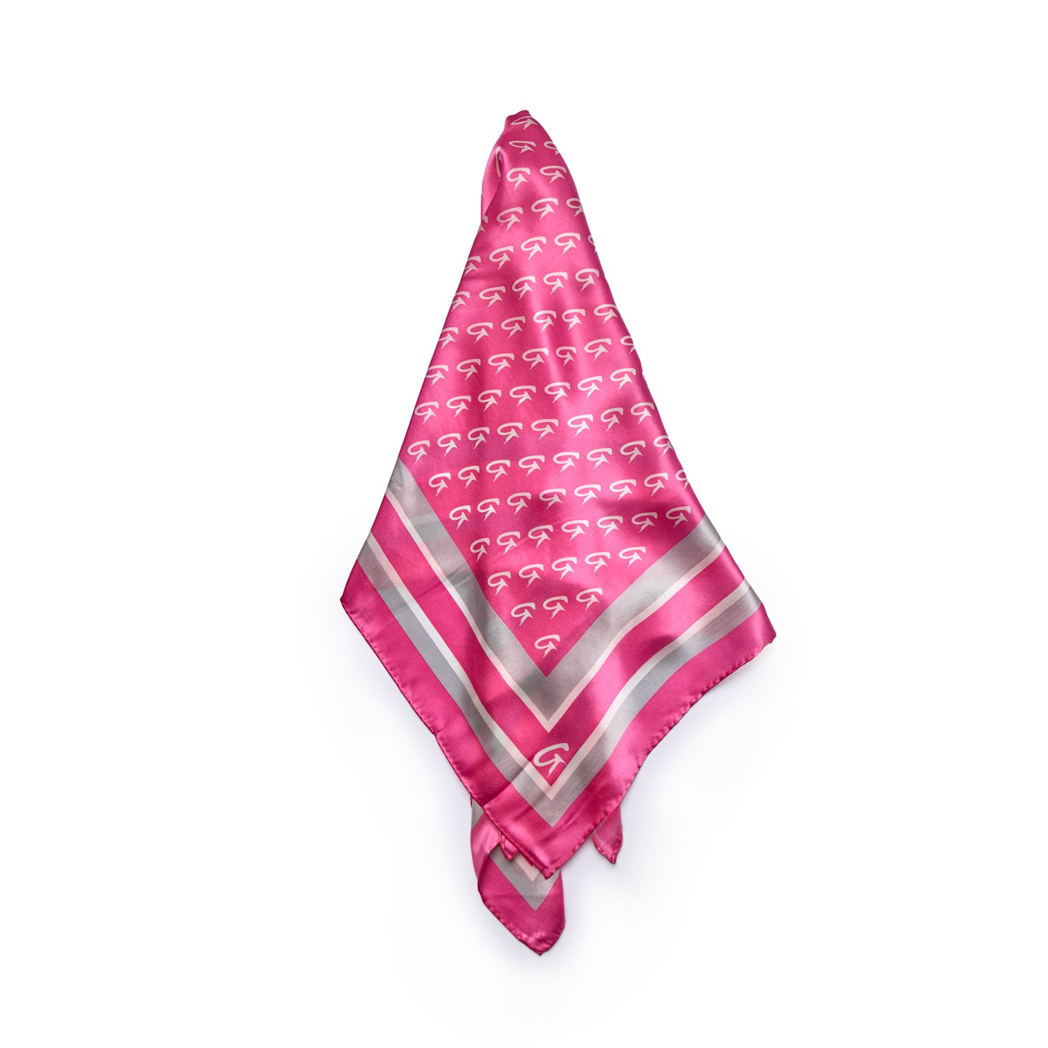 BUSY LIVING MEDIUM MONOGRAM SILK SCARF - HOT PINK