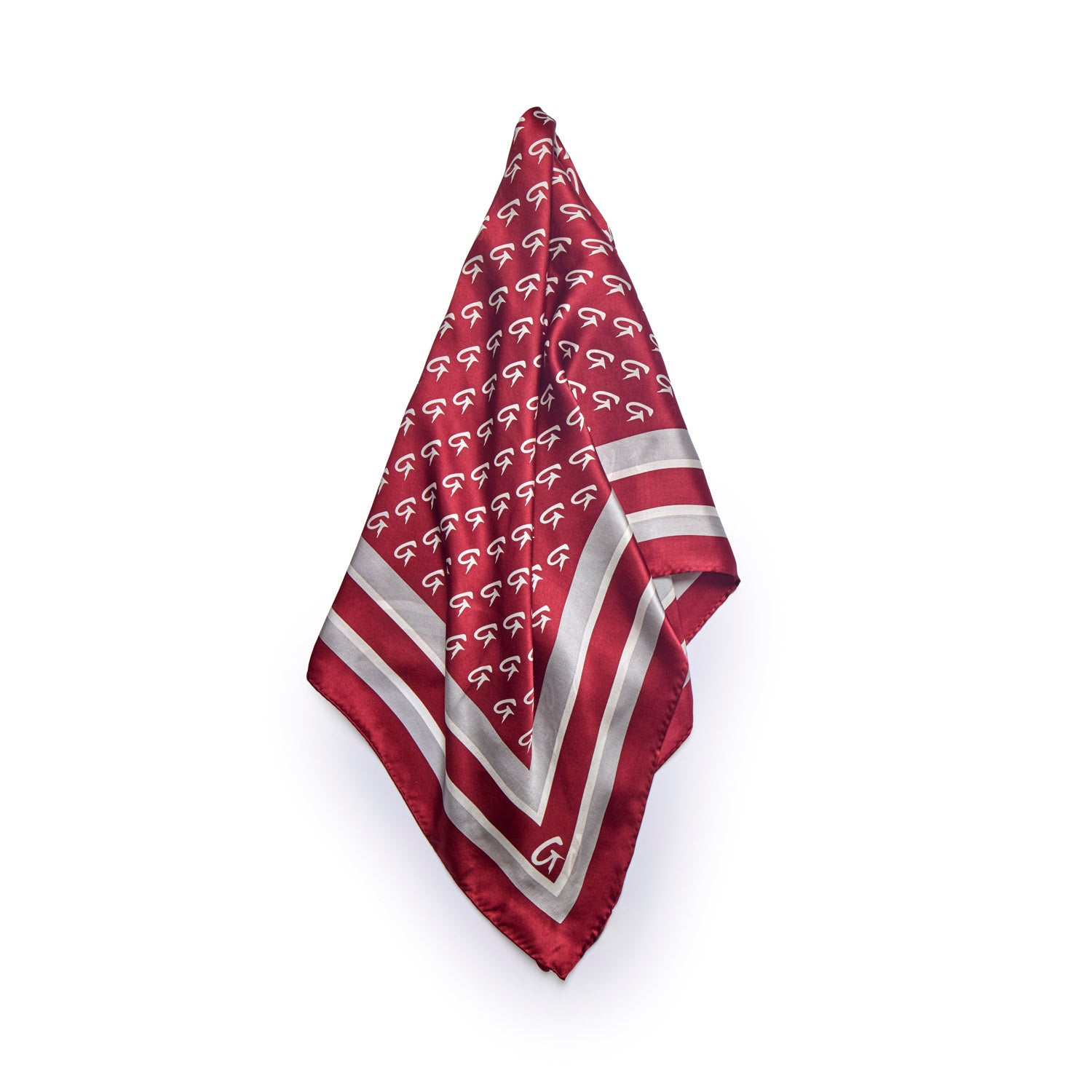 BUSY LIVING LARGE MONOGRAM SILK SCARF - BURGUNDY