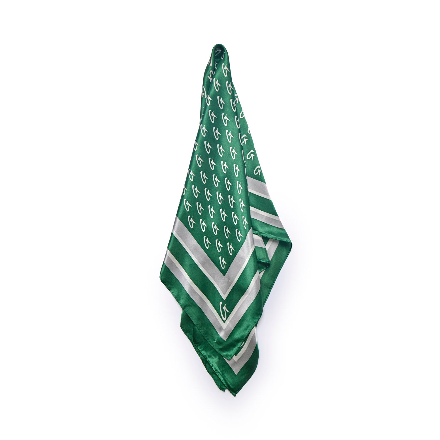 BUSY LIVING LARGE MONOGRAM SILK SCARF - GREEN
