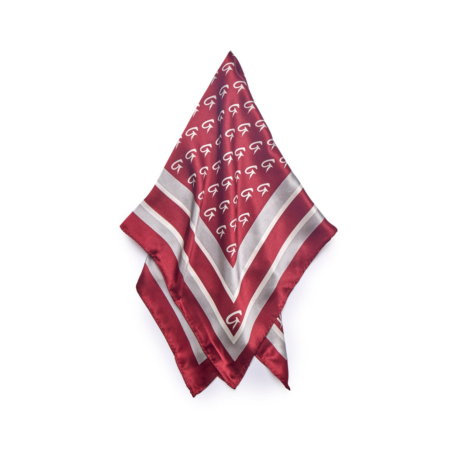BUSY LIVING MEDIUM MONOGRAM SILK SCARF - BURGUNDY