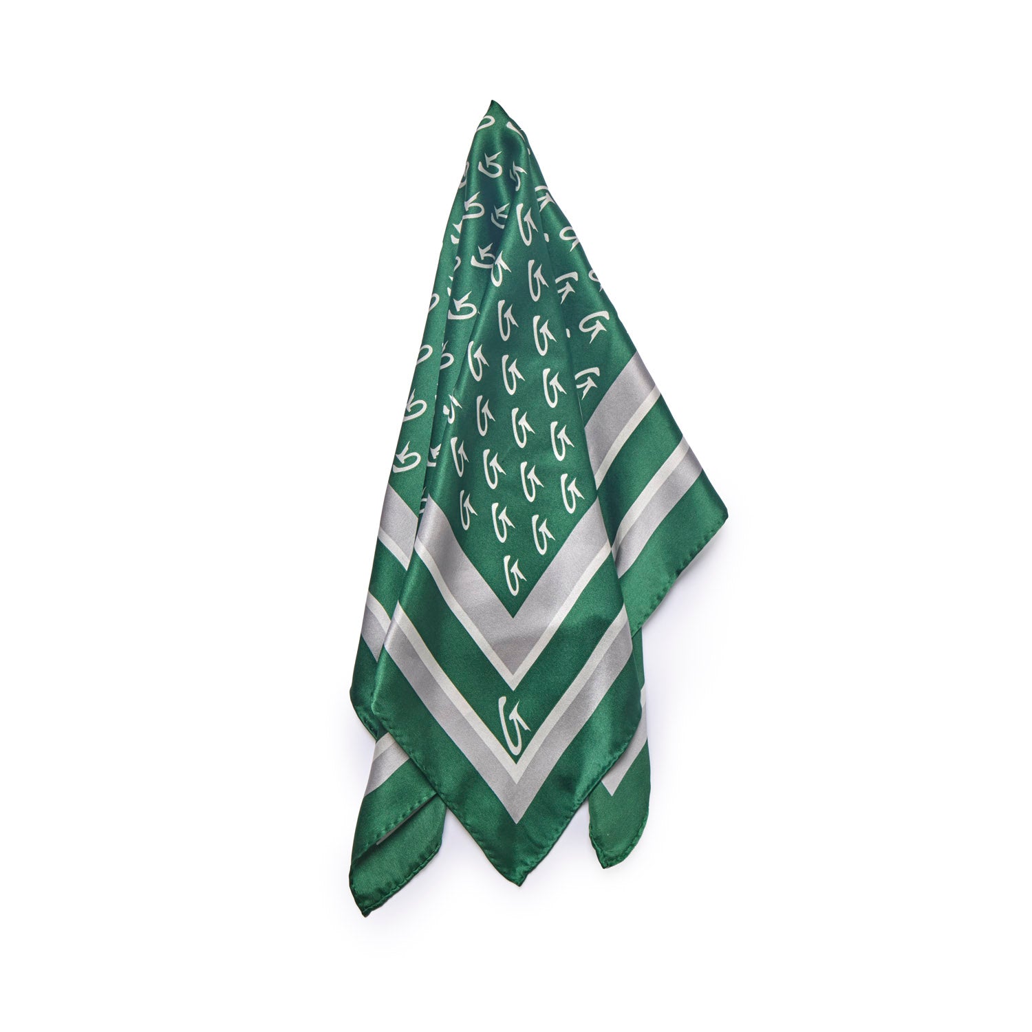 BUSY LIVING MEDIUM MONOGRAM SILK SCARF - GREEN