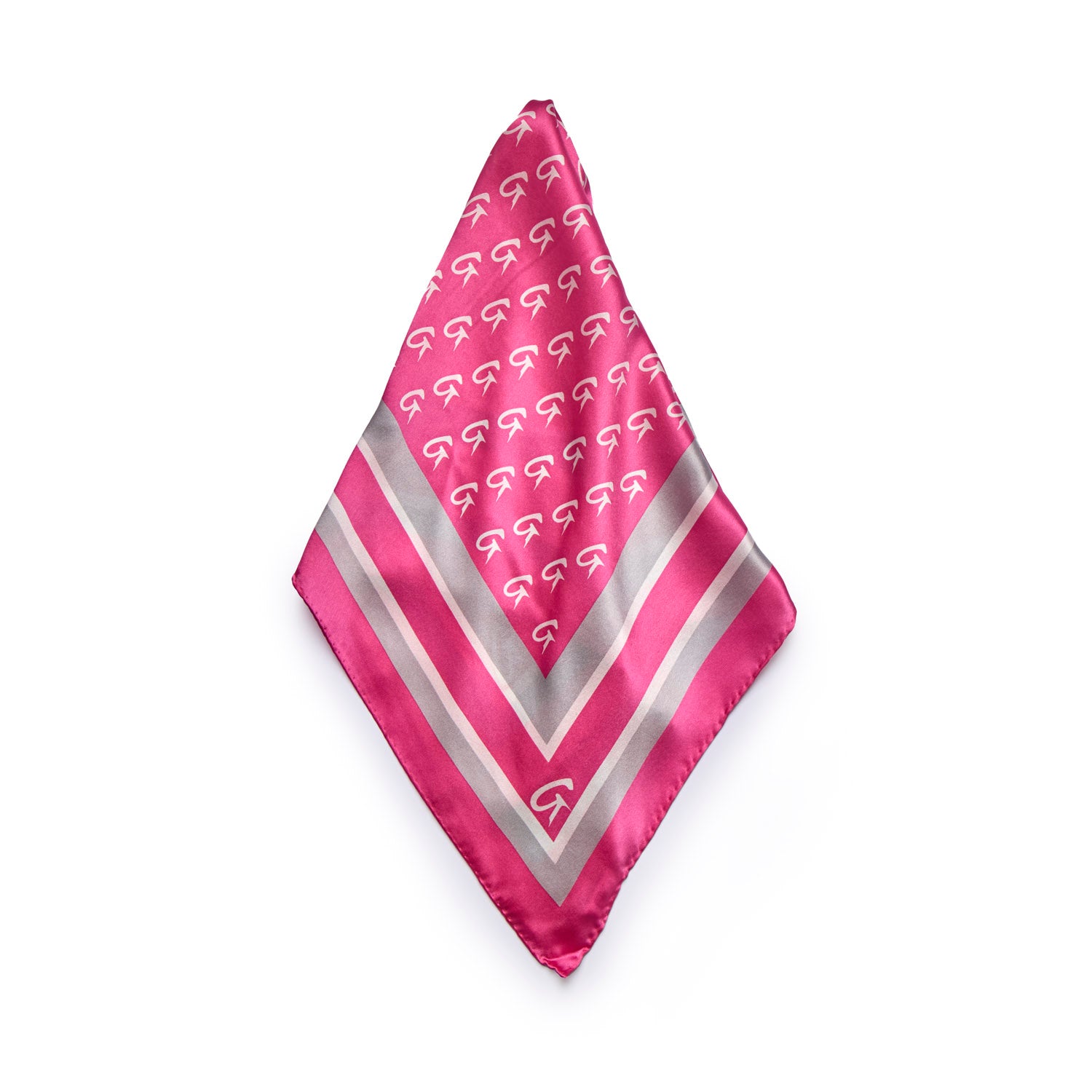 BUSY LIVING LARGE MONOGRAM SILK SCARF - HOT PINK