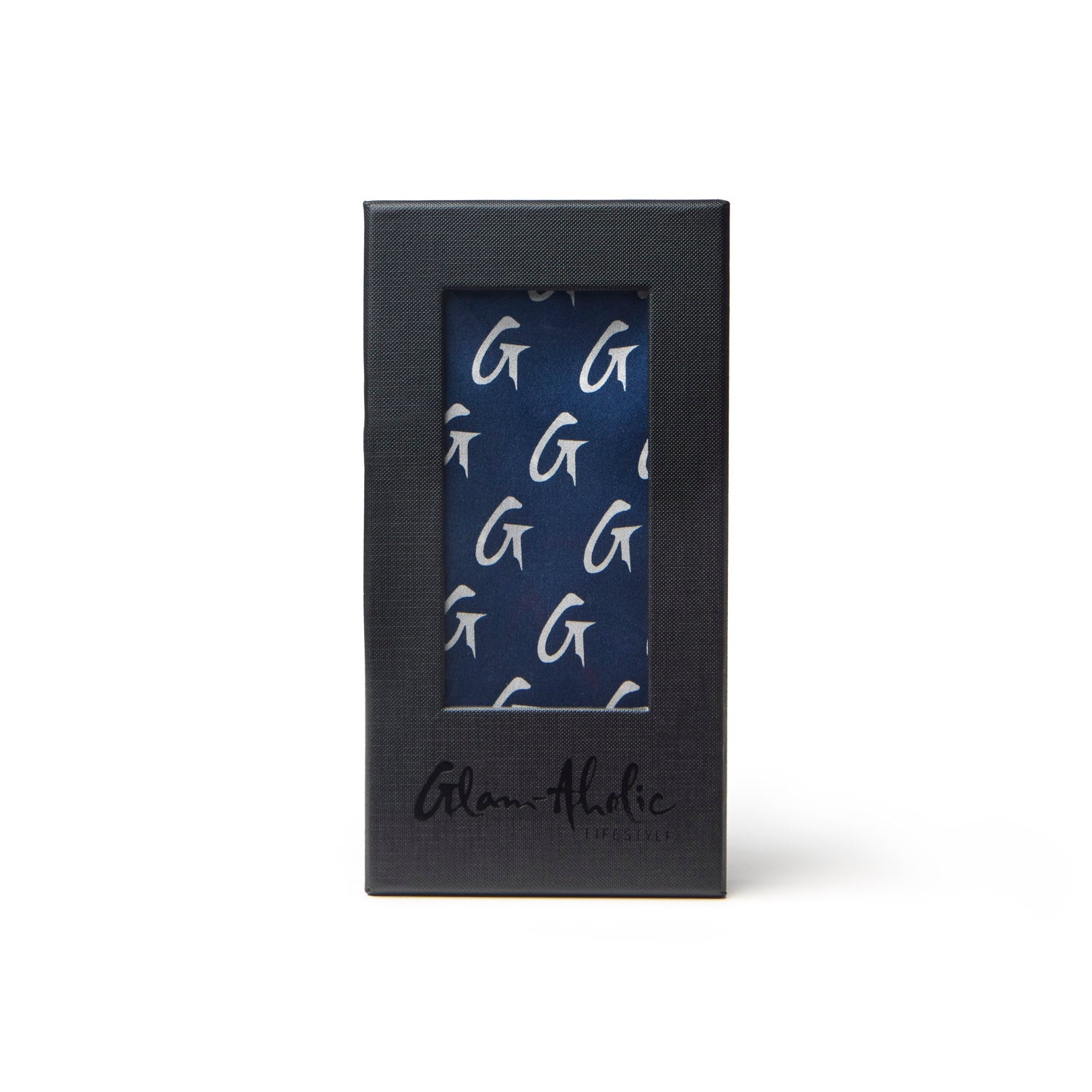 BUSY LIVING LARGE MONOGRAM SILK SCARF - NAVY
