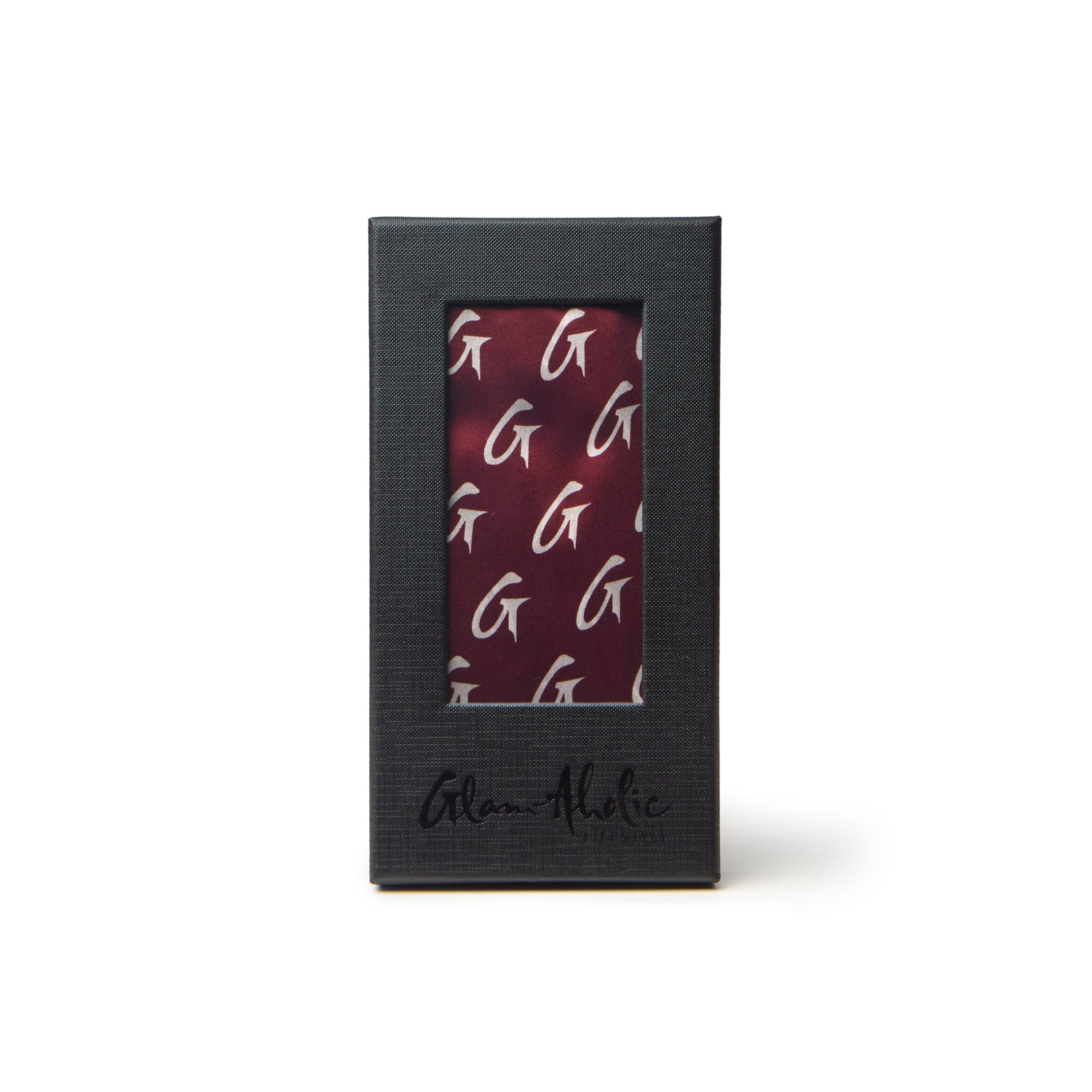 BUSY LIVING MEDIUM MONOGRAM SILK SCARF - BURGUNDY