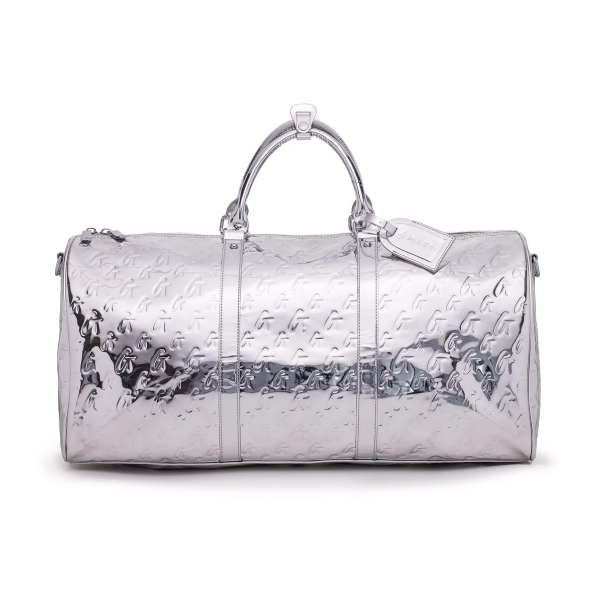 Monogram Metallic Silver Vegan Leather Duffle Bag