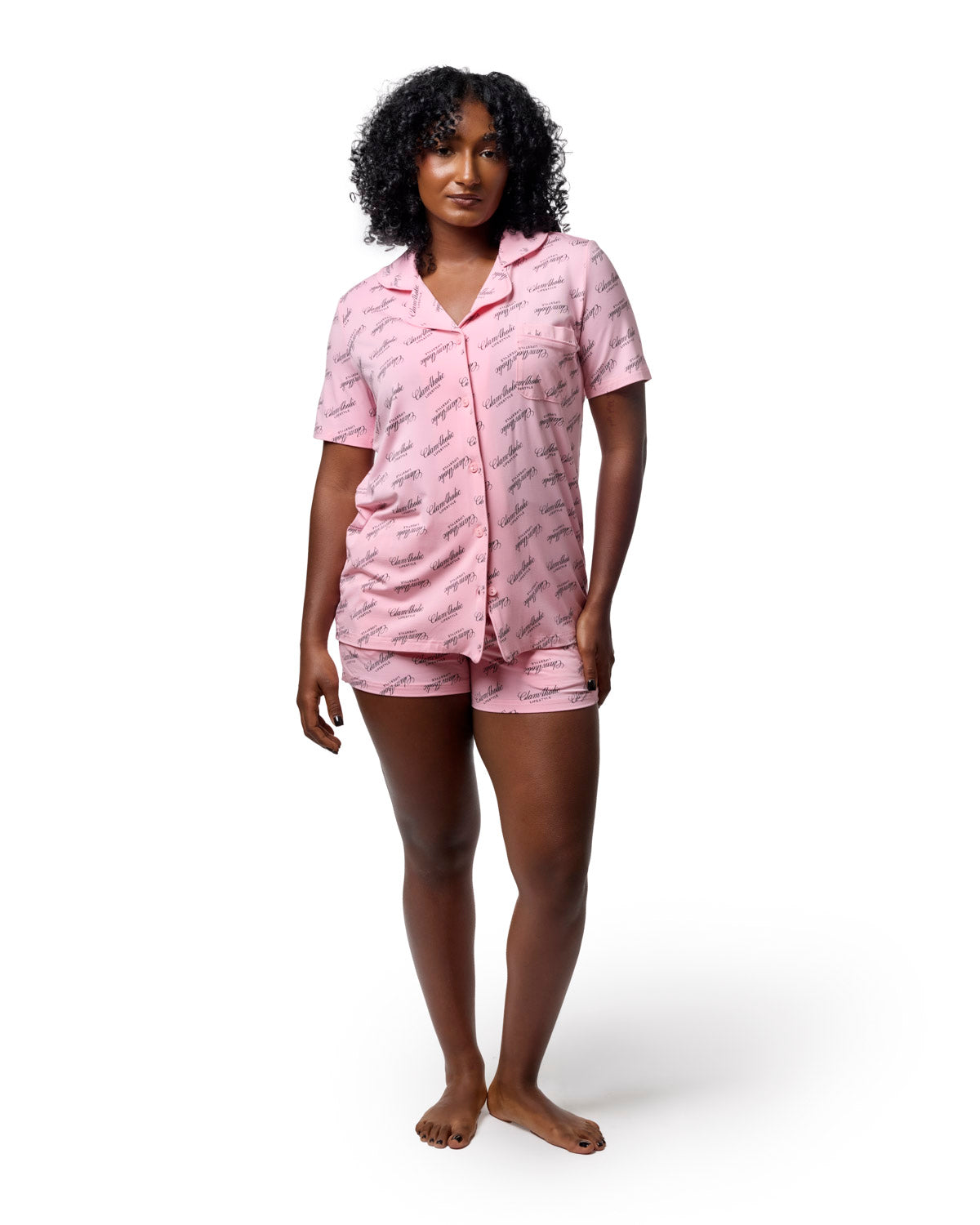 SIGNATURE LUXE PAJAMA SHORT SET - LIGHT PINK