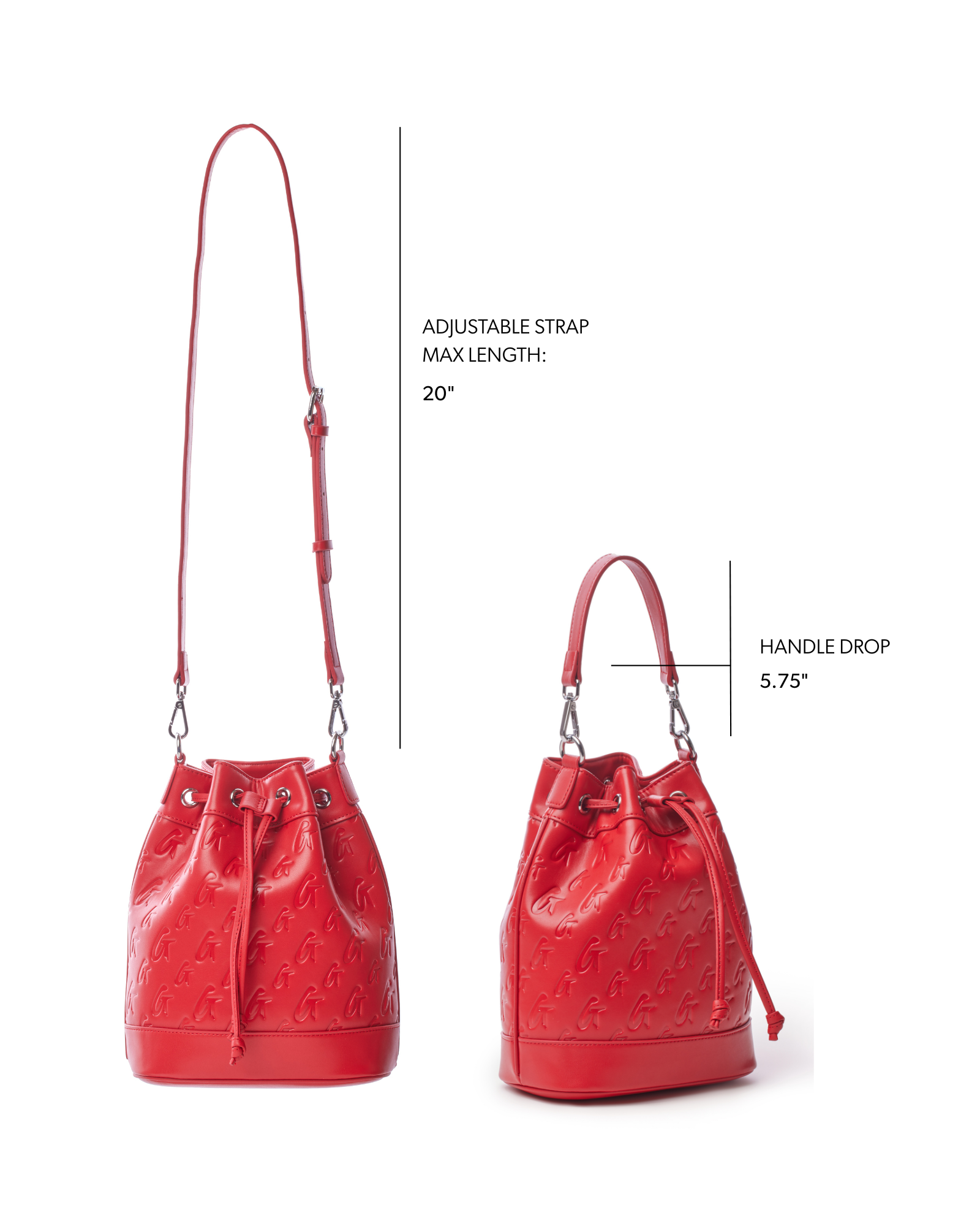 MEDIUM MONOGRAM BUCKET BAG - RED