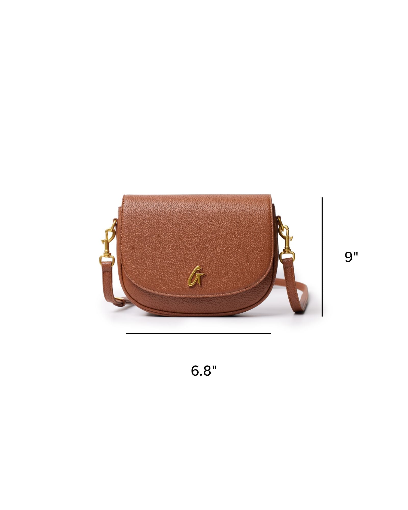 PEBBLE SHOULDER BAG BROWN MEDIUM - Vegan Leather with Gold Hardware