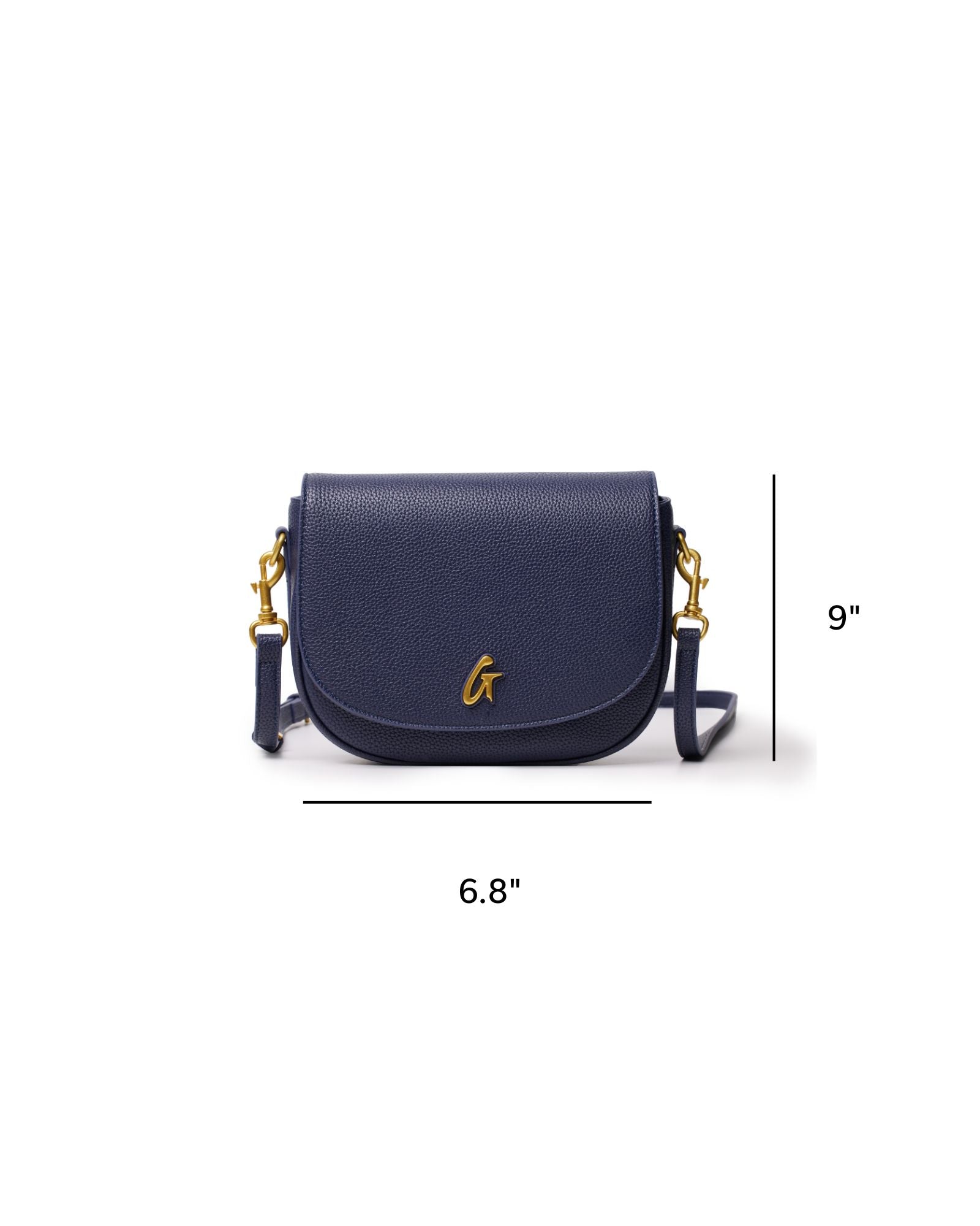 Pebble Shoulder Bag Navy Medium - Vegan Leather with Gold Hardware