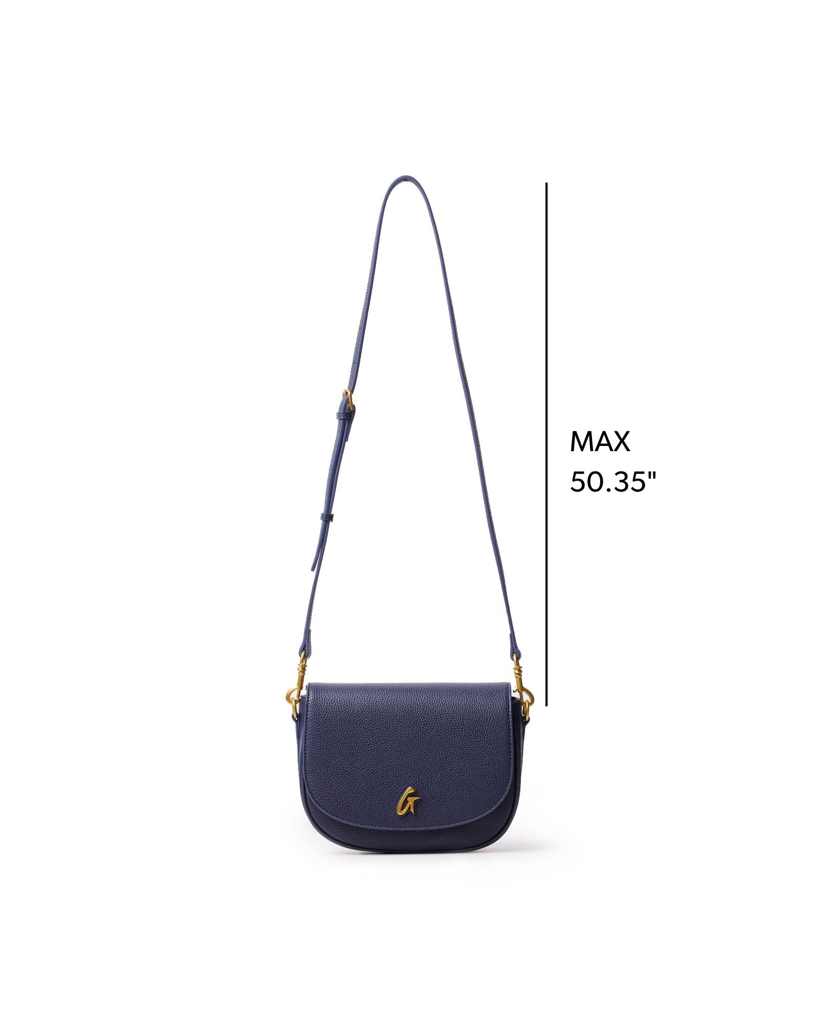 Pebble Shoulder Bag Navy Medium - Vegan Leather with Gold Hardware