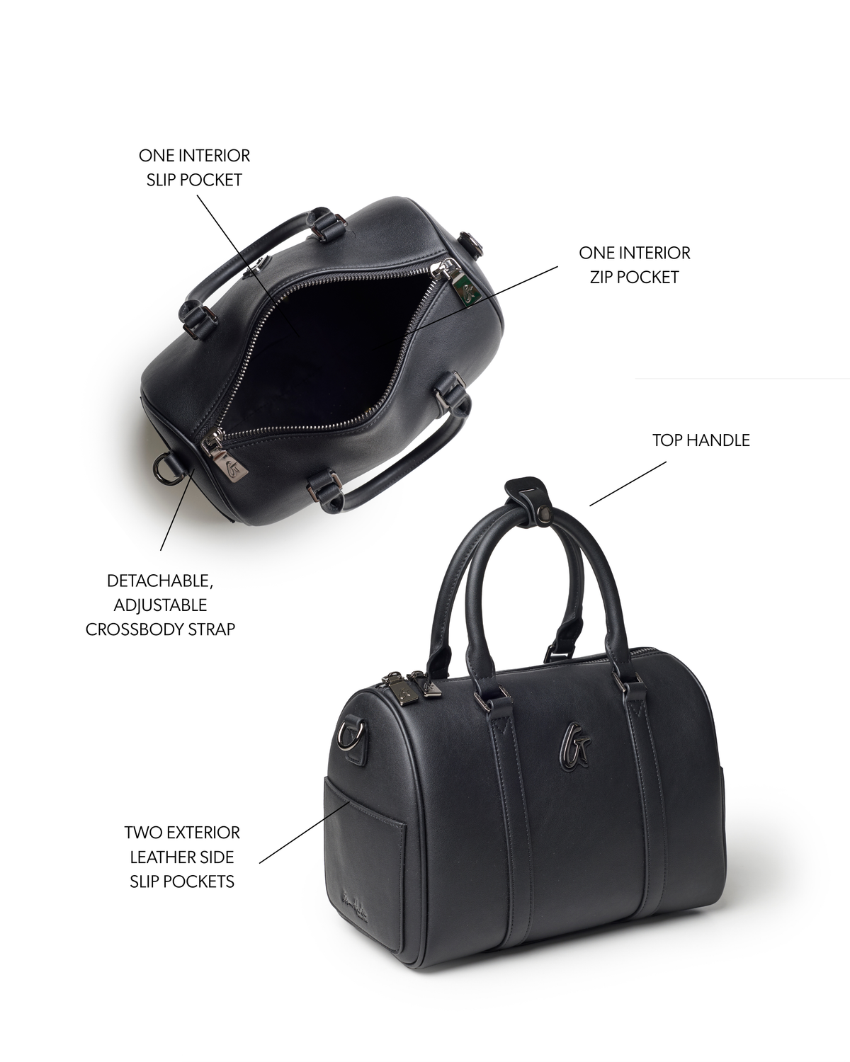 MEDIUM STANDARD GAL BOSTON BAG - BLACK