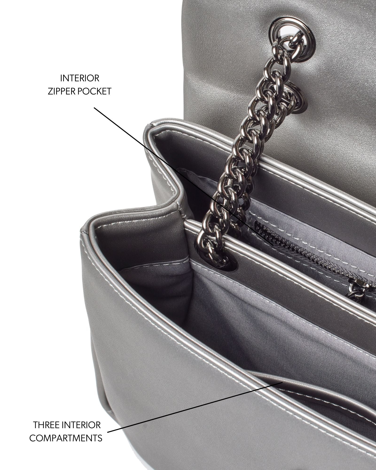 Glammy Plus♡ Glam-Aholic Lifestyle | Platinum Vegan Leather Classic Flap Bag