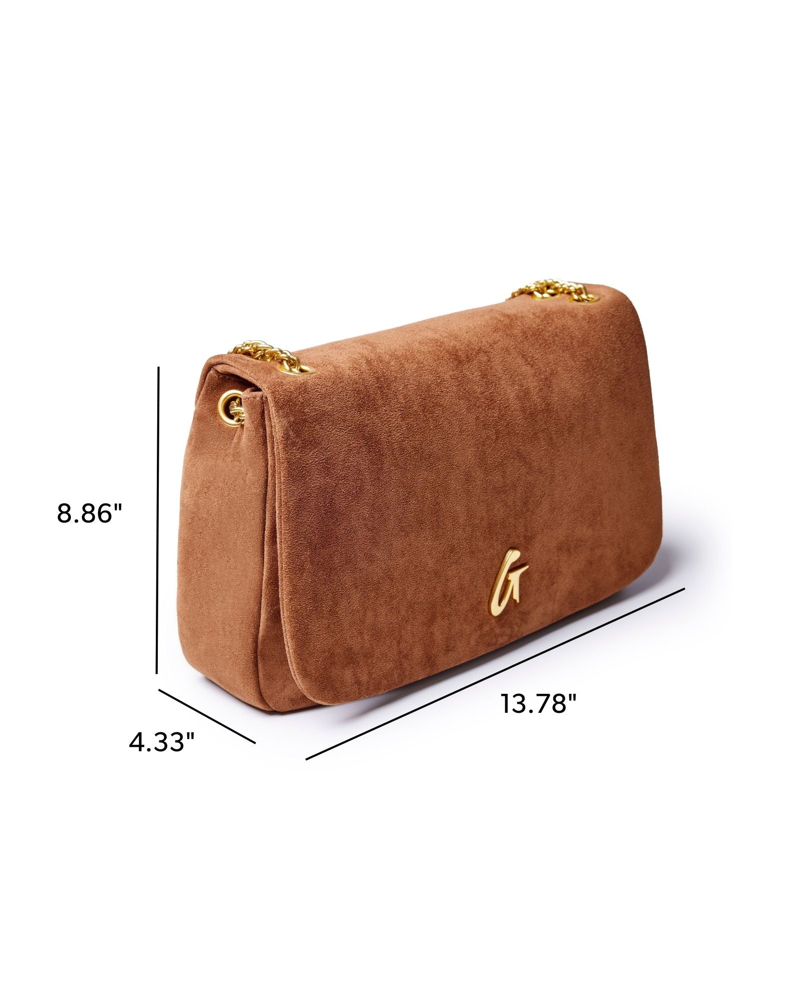Medium Suede Flap Bag - Brown | Vegan Suede | 3 Compartments