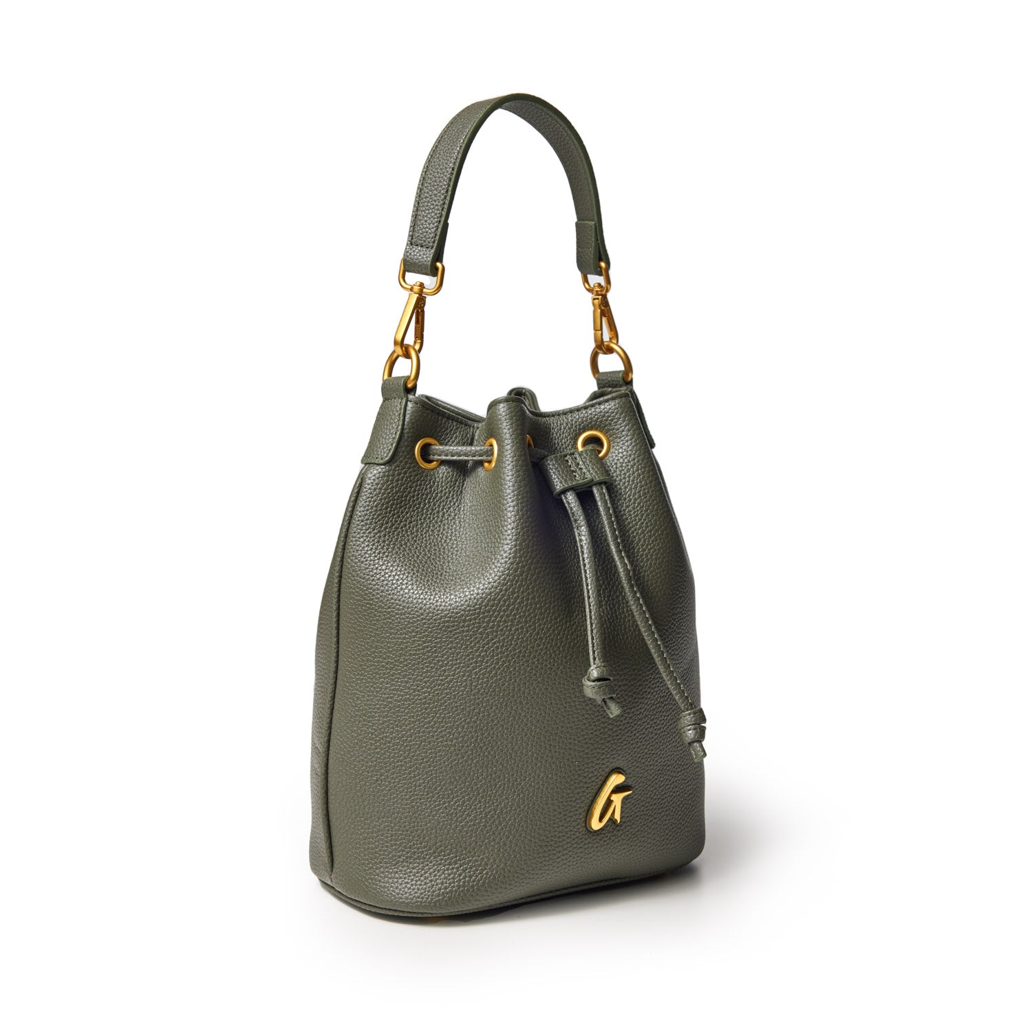 PEBBLE MEDIUM BUCKET BAG OLIVE GREEN