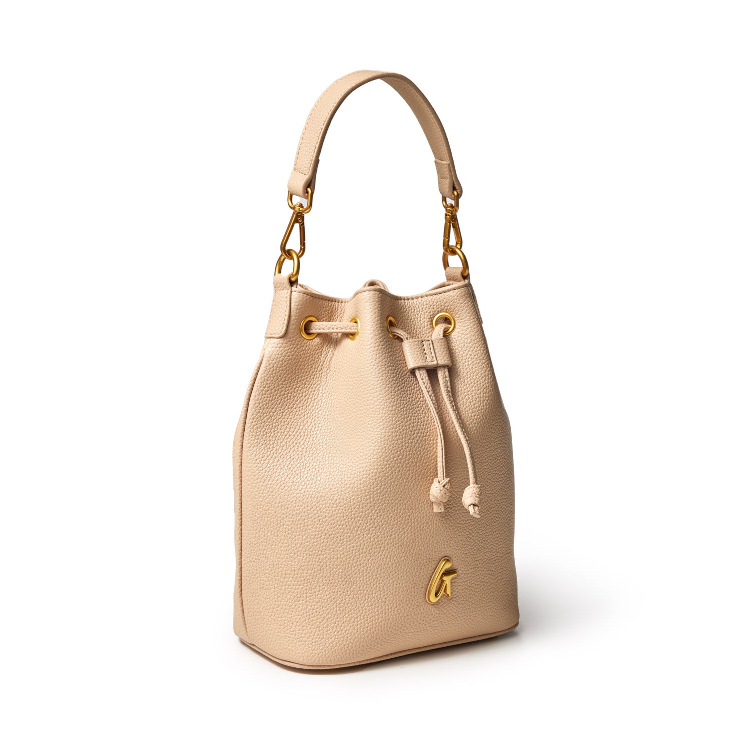 PEBBLE MEDIUM BUCKET BAG NUDE