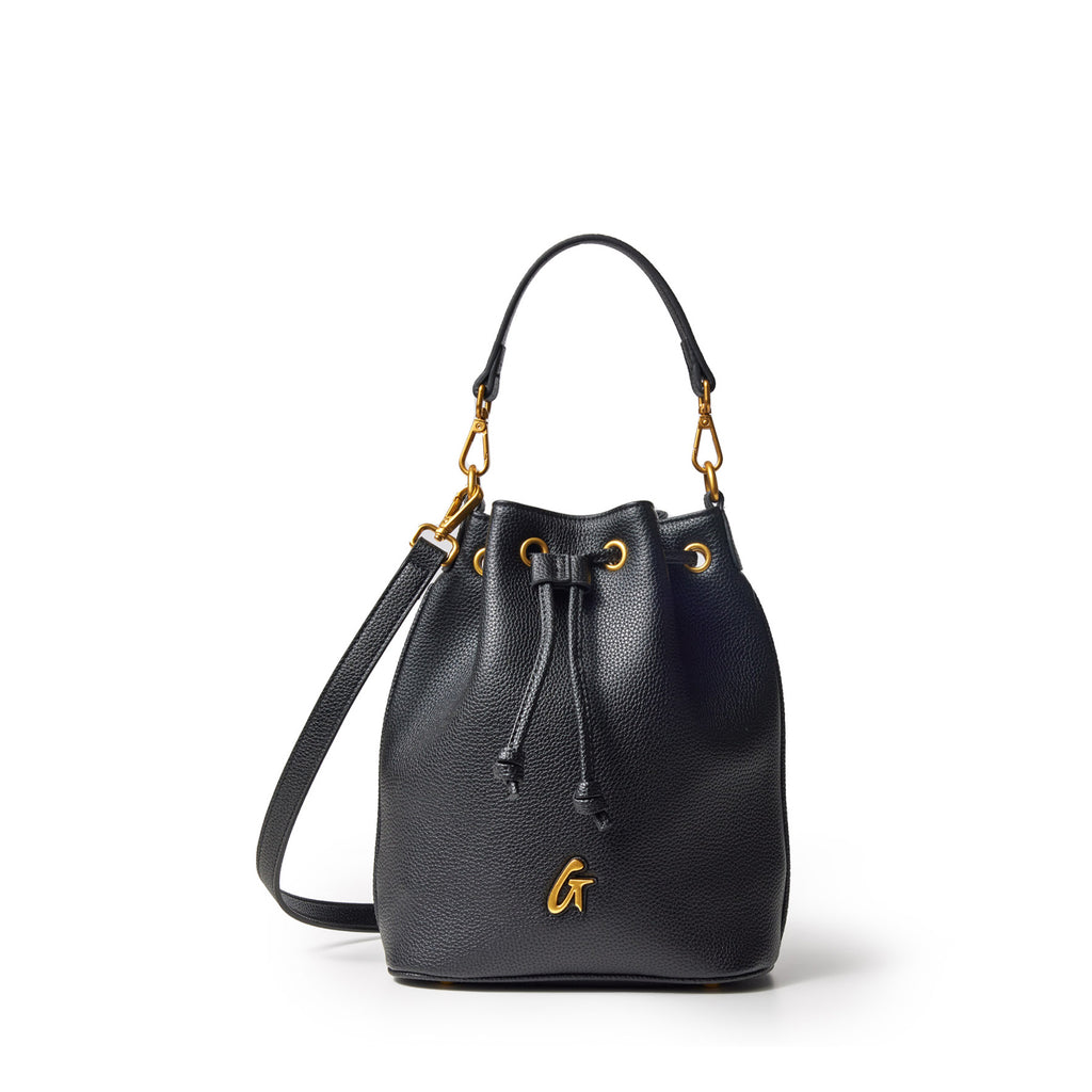 Glam-Aholic Lifestyle Vegan Pebble Medium Bucket Bag in Black display picture 2
