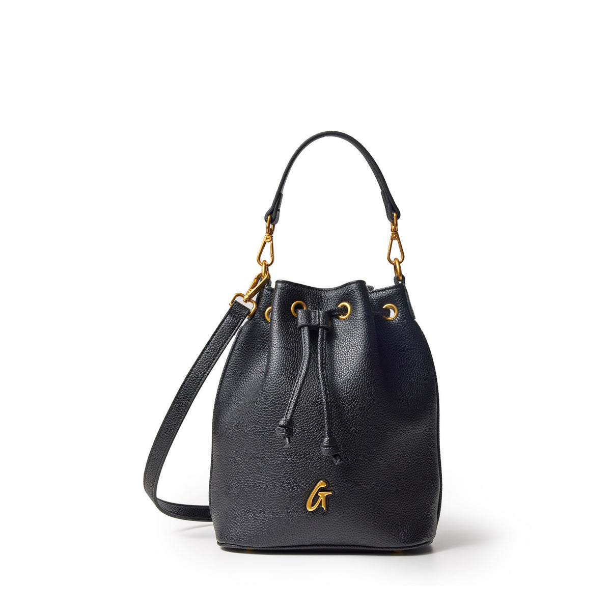 Glam-Aholic Lifestyle Vegan Pebble Medium Bucket Bag in Black