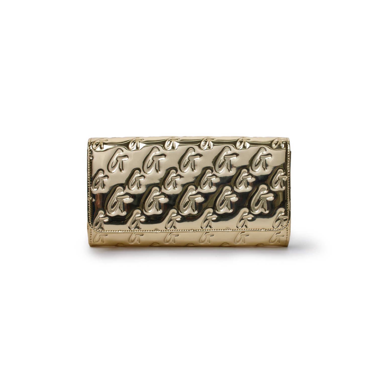 GLAM-AHOLIC MONOGRAM TRAVEL WALLET METALLIC GOLD