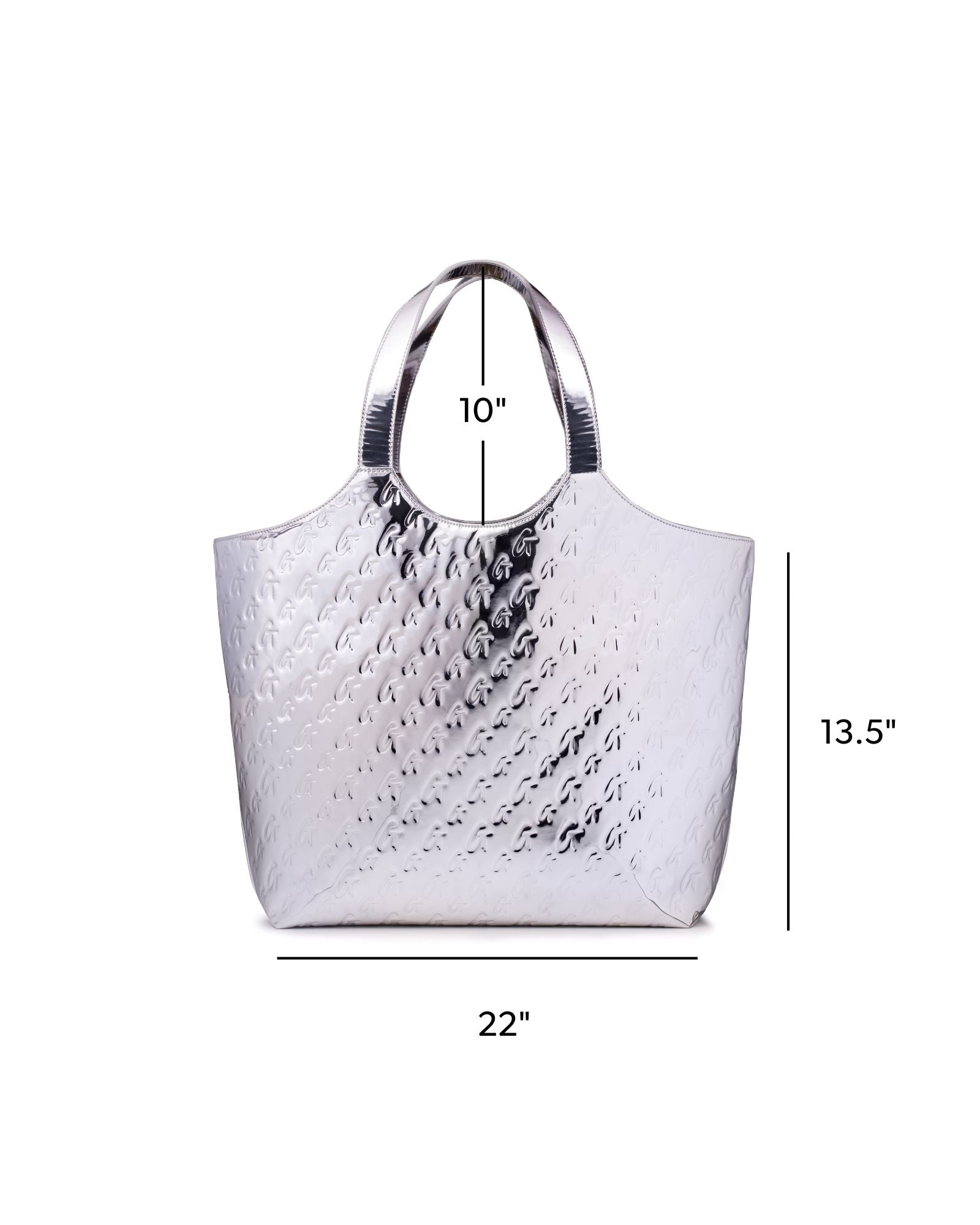 METALLIC MONOGRAM MAXI TOTE - METALLIC SILVER