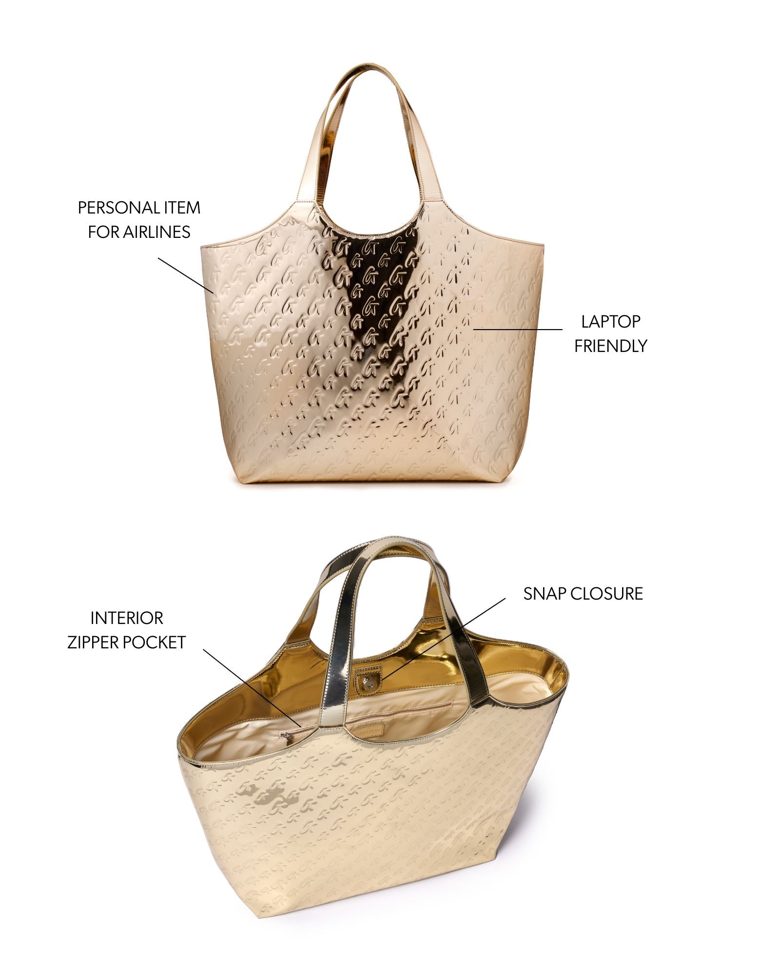 METALLIC MONOGRAM MAXI TOTE - METALLIC GOLD