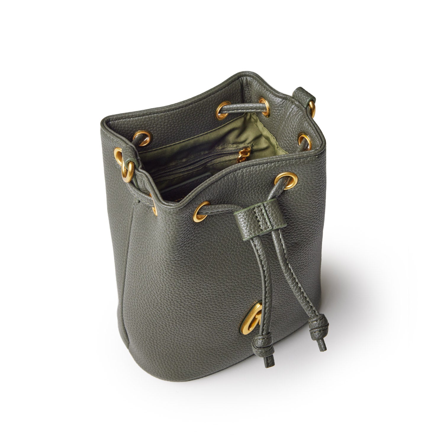 PEBBLE MINI BUCKET BAG OLIVE GREEN