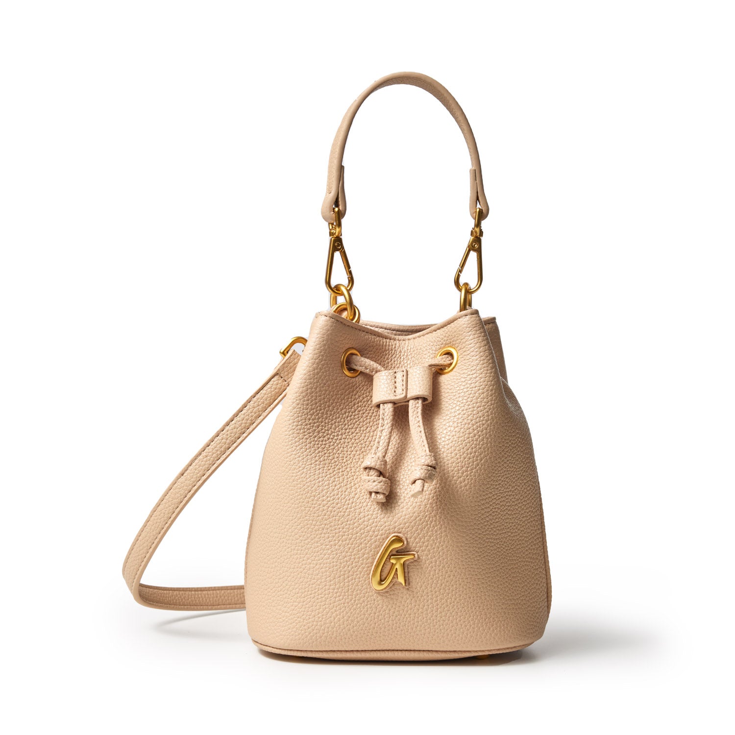 PEBBLE MINI BUCKET BAG NUDE