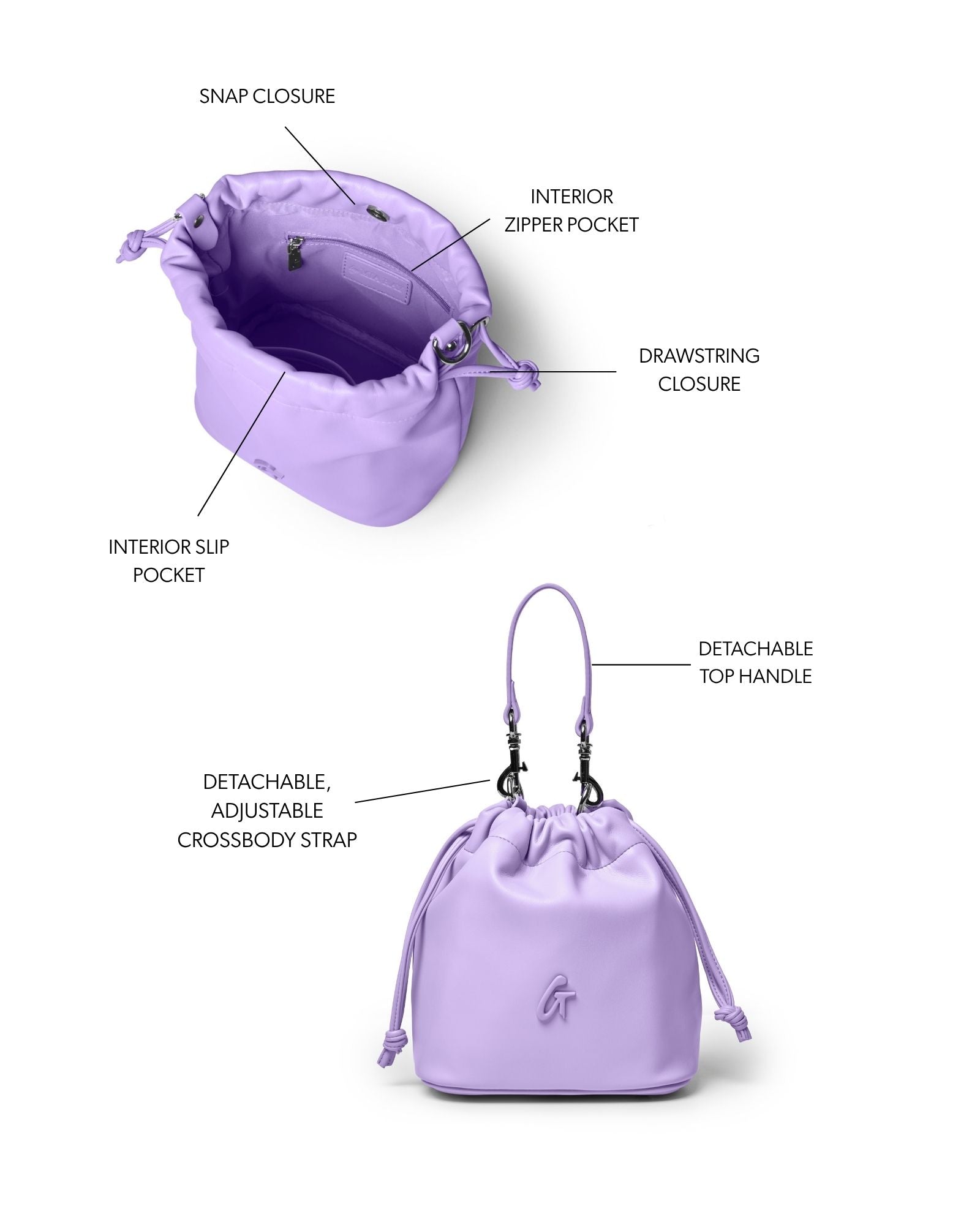 MINI DRAWSTRING BUCKET BAG - LAVENDER