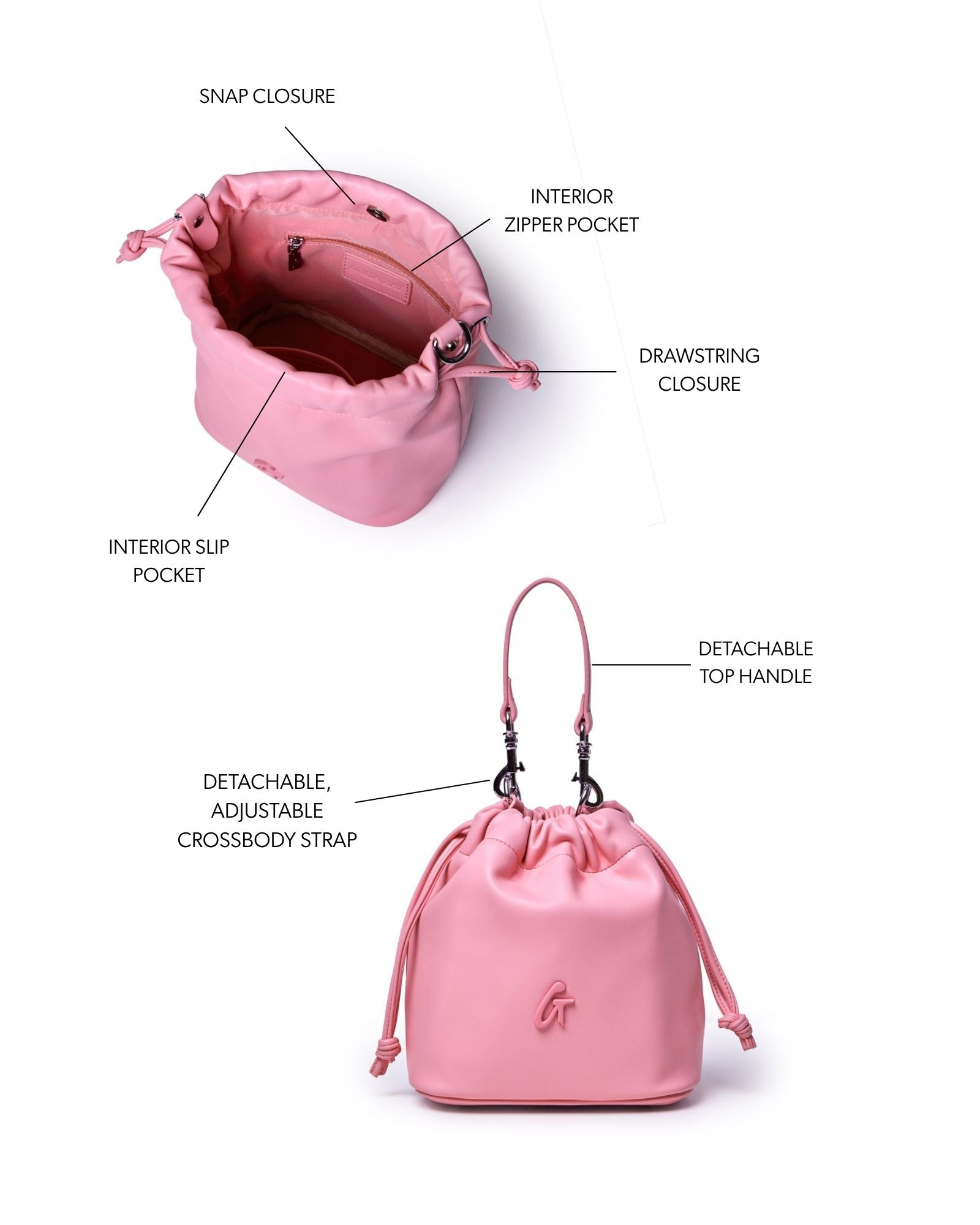 MINI DRAWSTRING BUCKET BAG - SOFT PINK