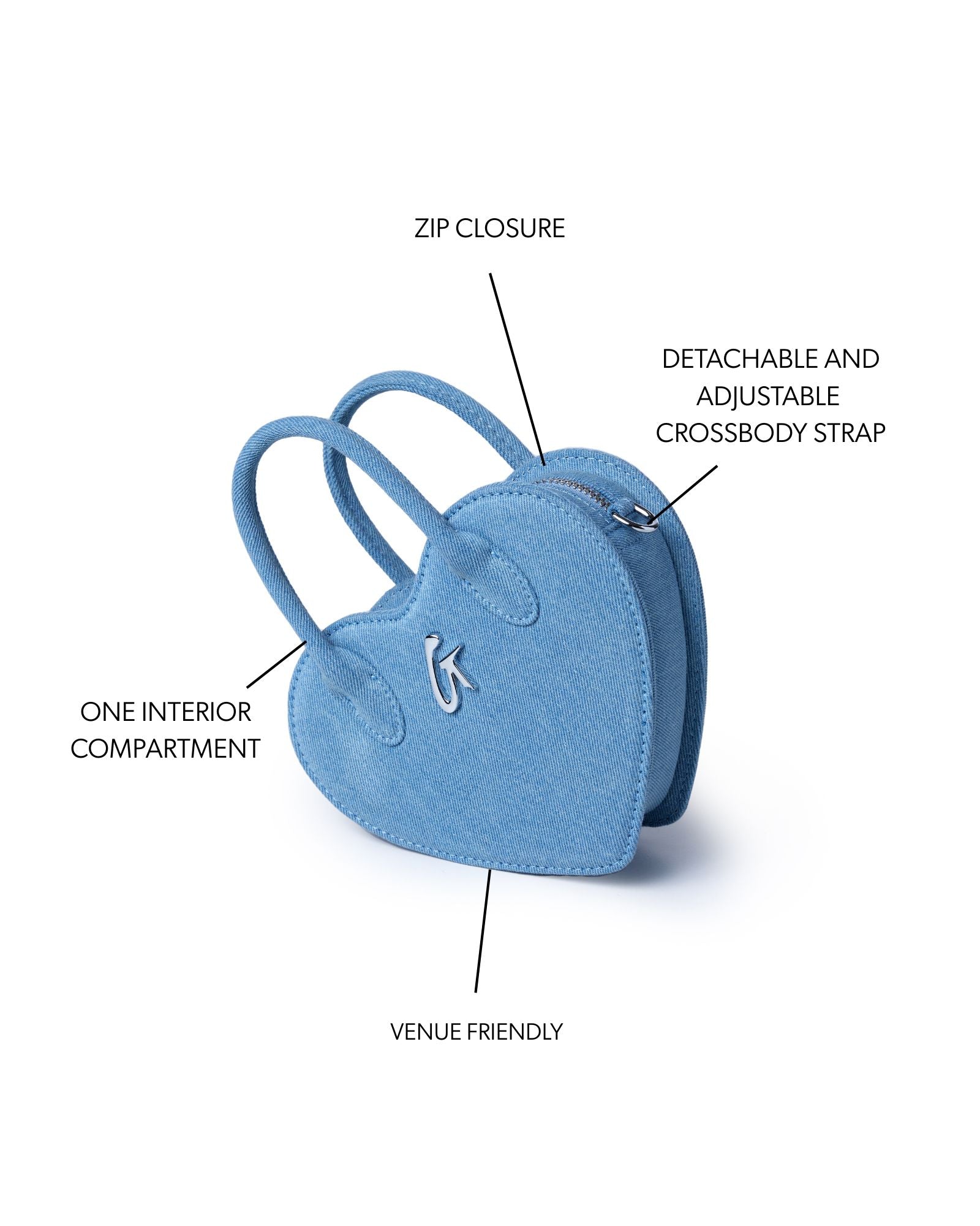 MINI DENIM HEART BAG