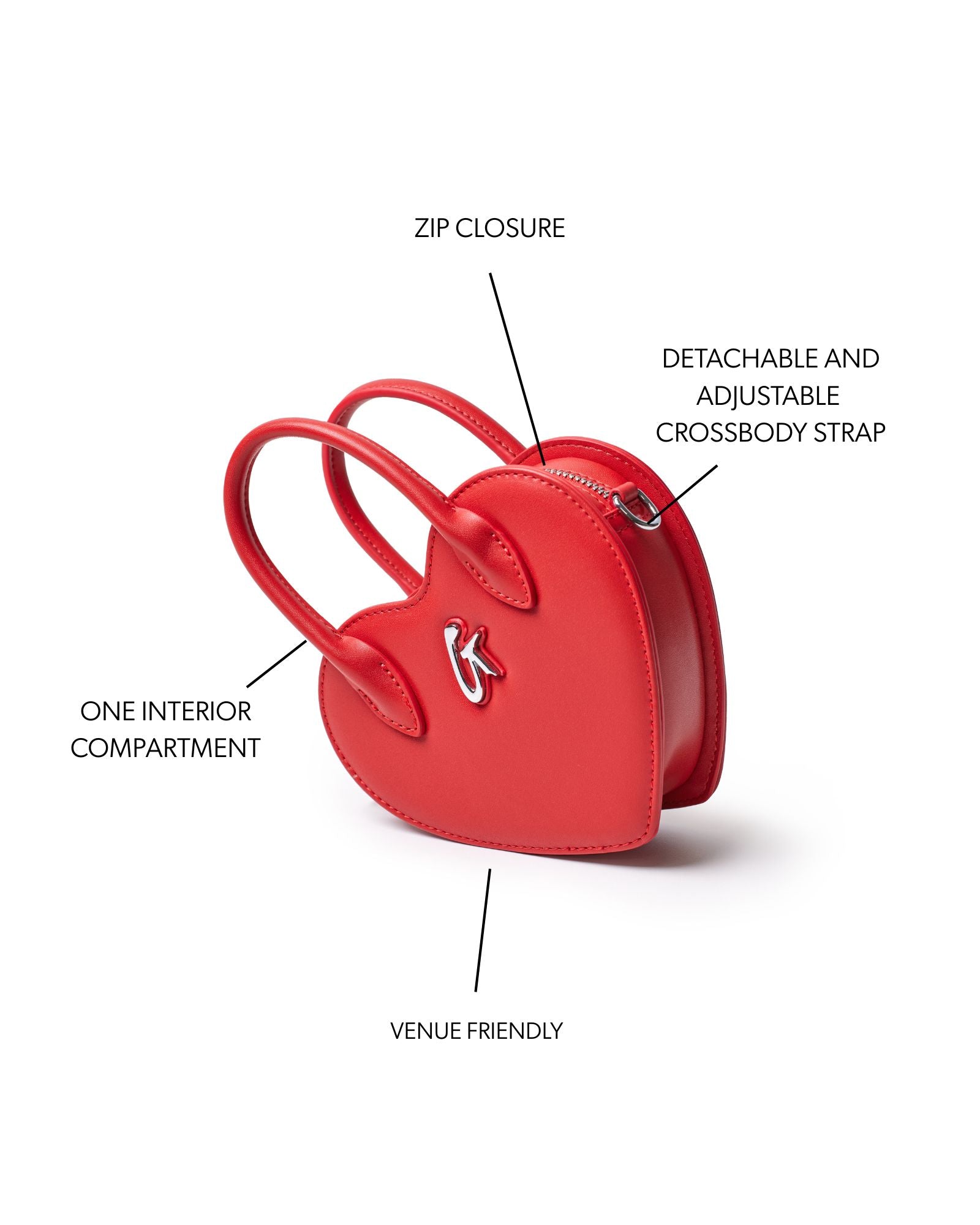 Glam-Aholic Mini Red Heart Bag - Vegan Leather Crossbody & Handle Bag