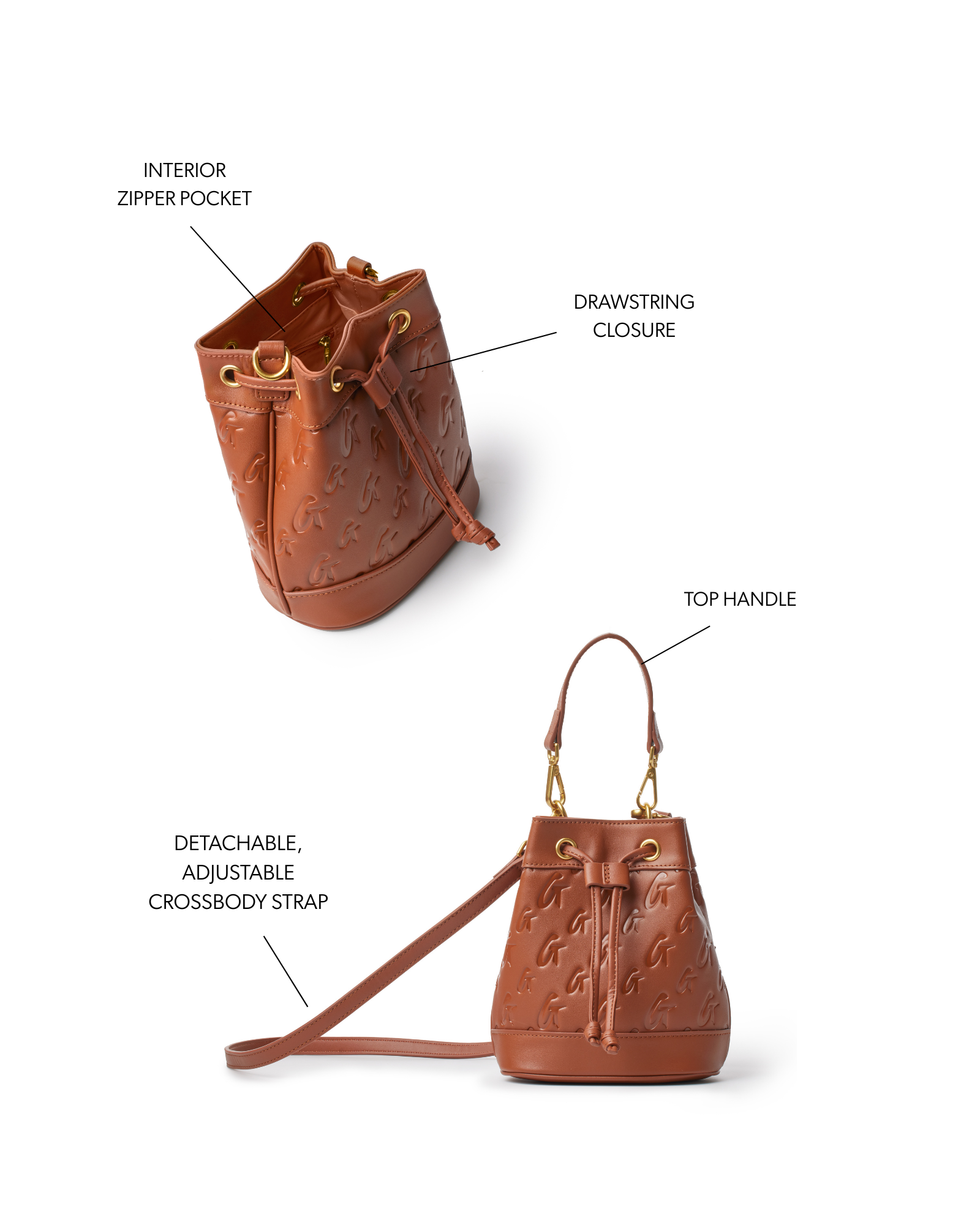 MINI MONOGRAM BUCKET BAG - BROWN