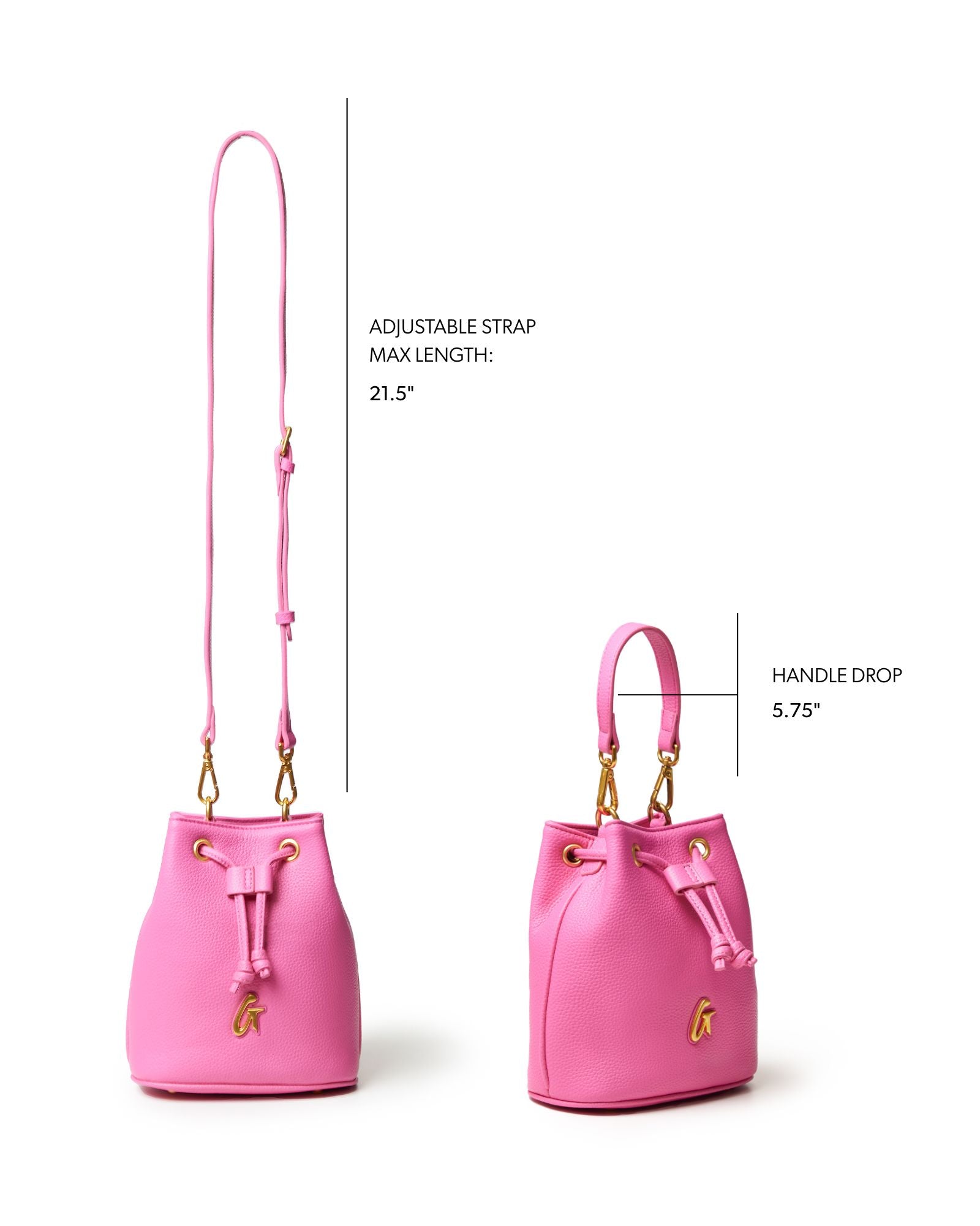 Glam-Aholic Lifestyle Mini Bucket Bag in Hot Pink Vegan Pebble Leather