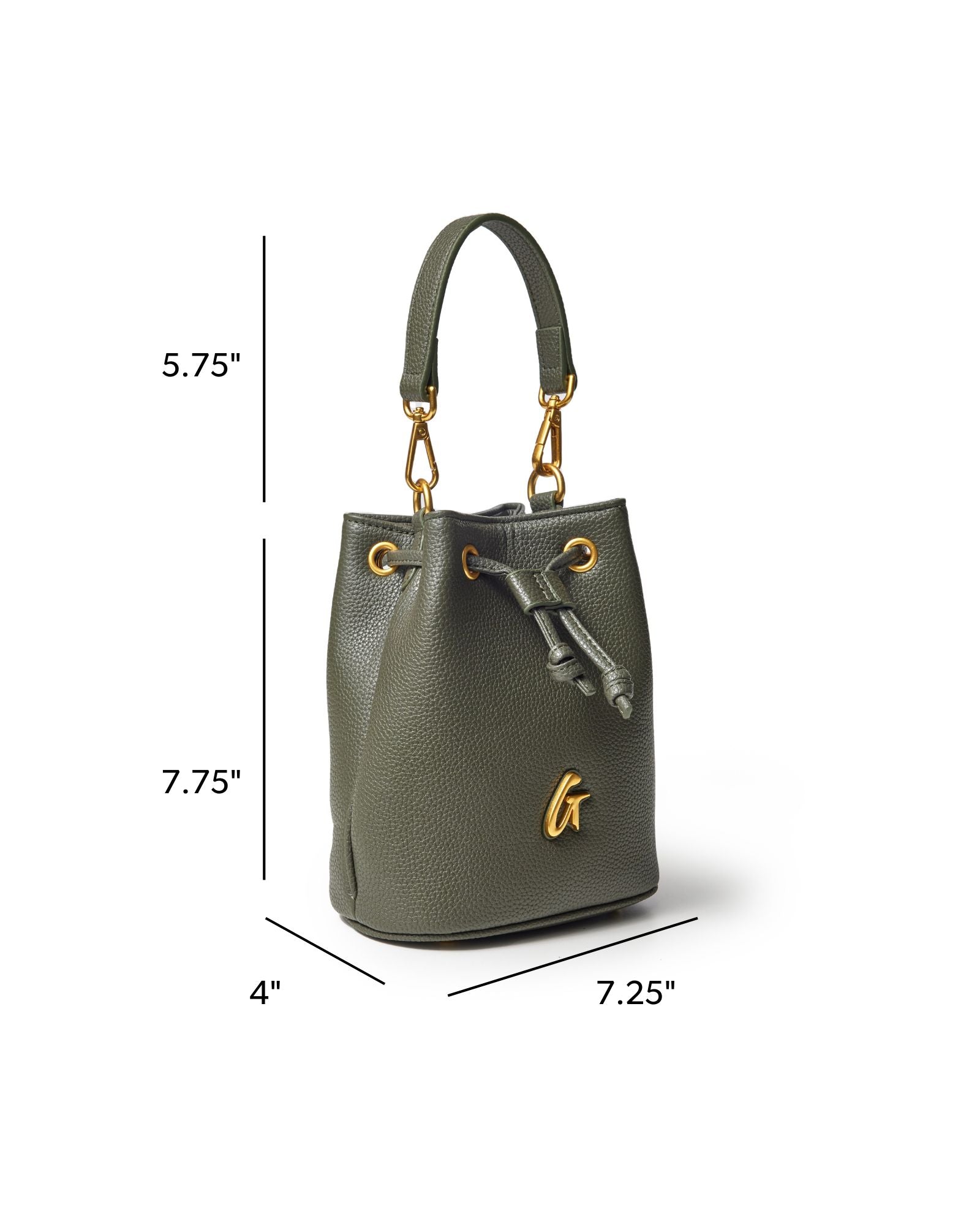Pebble Mini Bucket Bag in Olive Green | Vegan Leather Crossbody