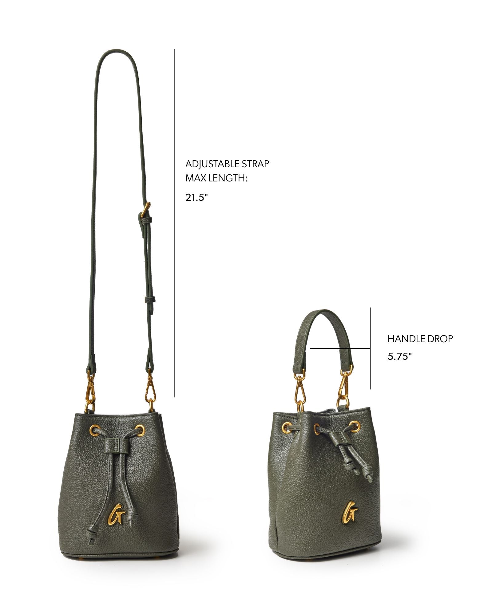Pebble Mini Bucket Bag in Olive Green | Vegan Leather Crossbody