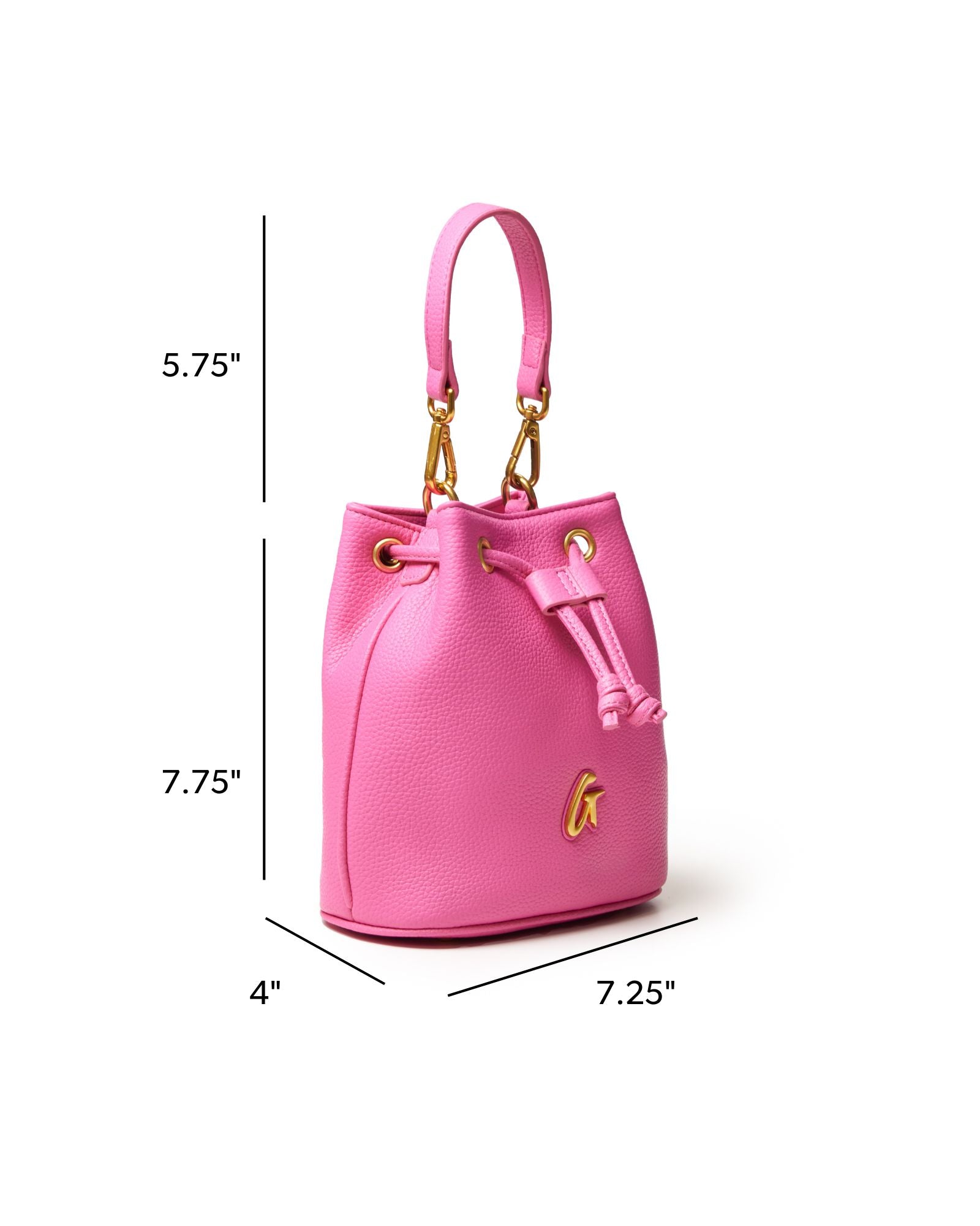 Glam-Aholic Lifestyle Mini Bucket Bag in Hot Pink Vegan Pebble Leather