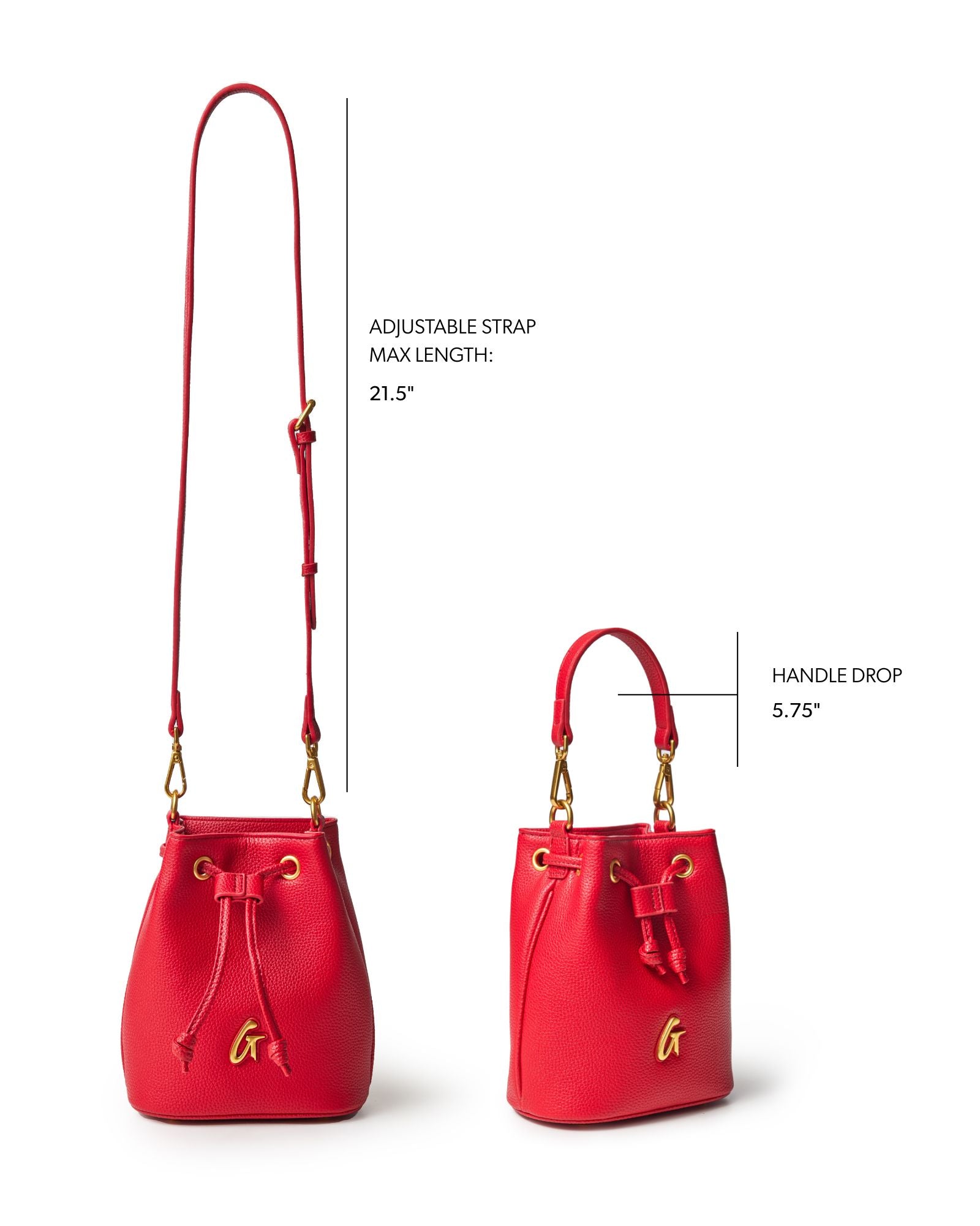 Glam-Aholic Lifestyle Red Vegan Pebble Mini Bucket Bag - Luxury