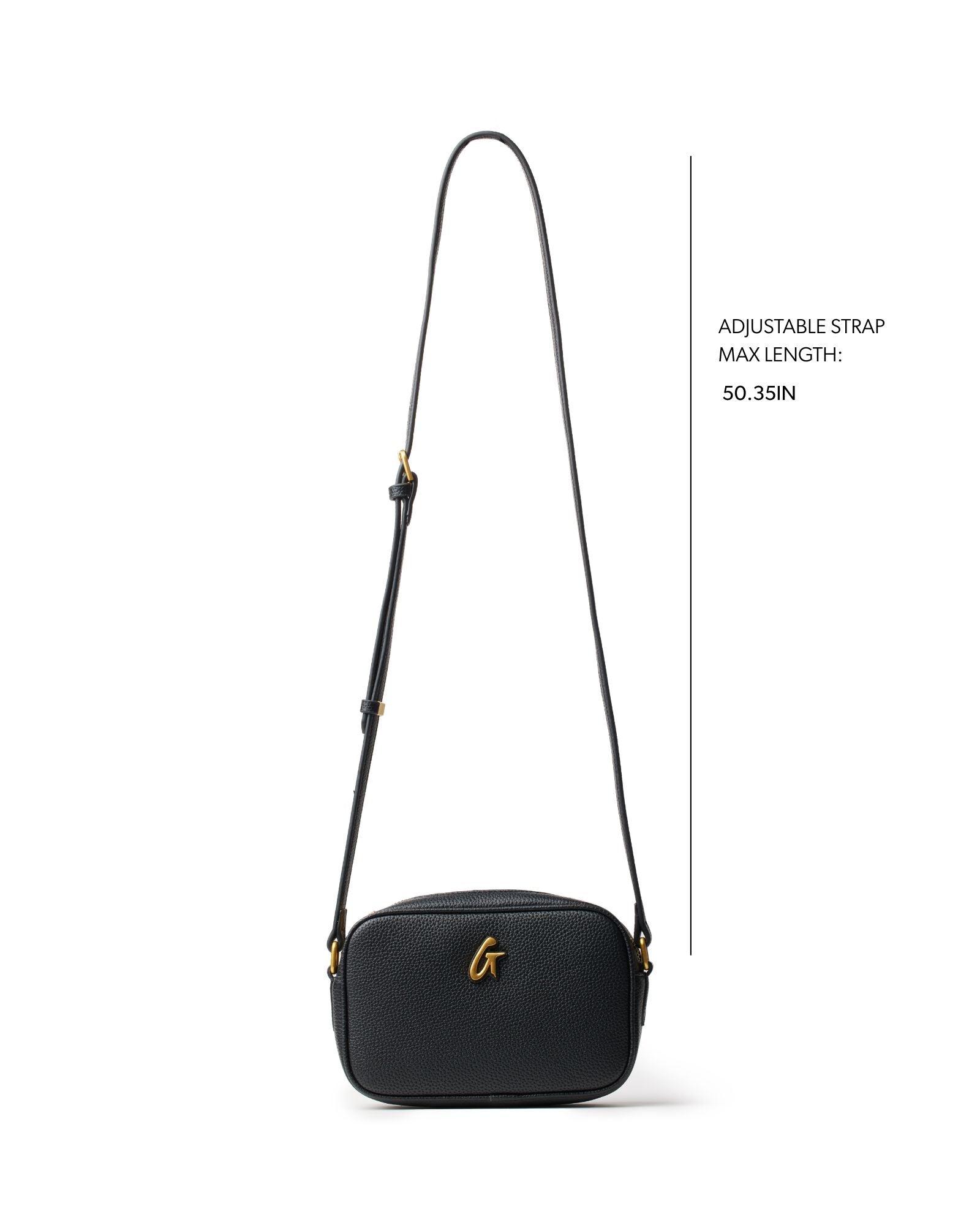 PEBBLE MINI CAMERA BAG BLACK - Vegan Leather & Gold Hardware
