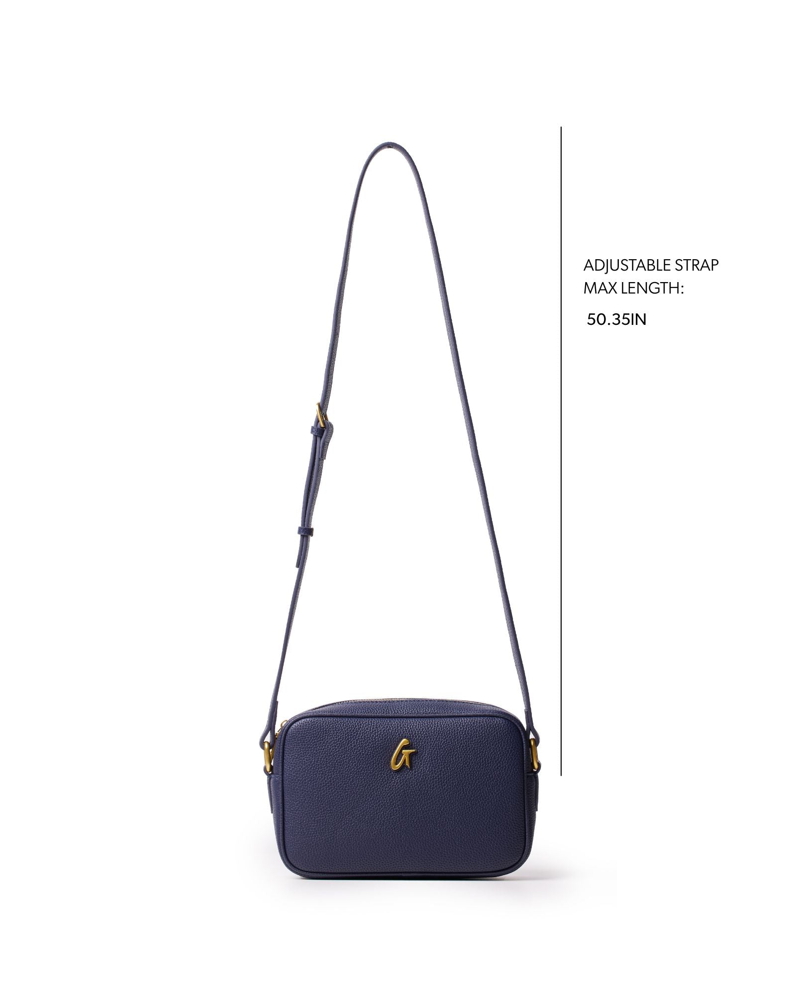 PEBBLE MINI CAMERA BAG NAVY | Structured Vegan Pebble Leather