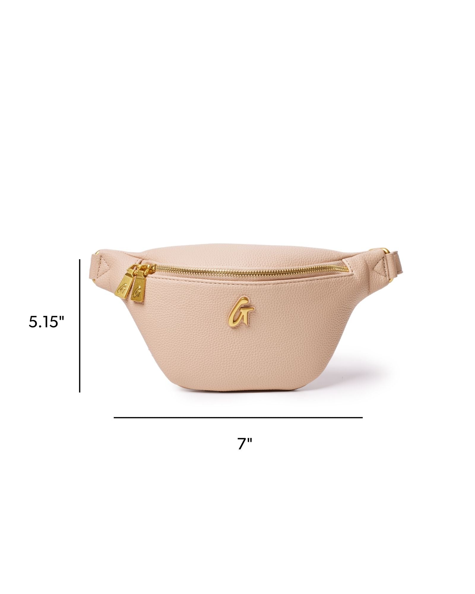 Pebble Mini Fanny Pack Nude | Vegan Leather | Gold Double Zipper