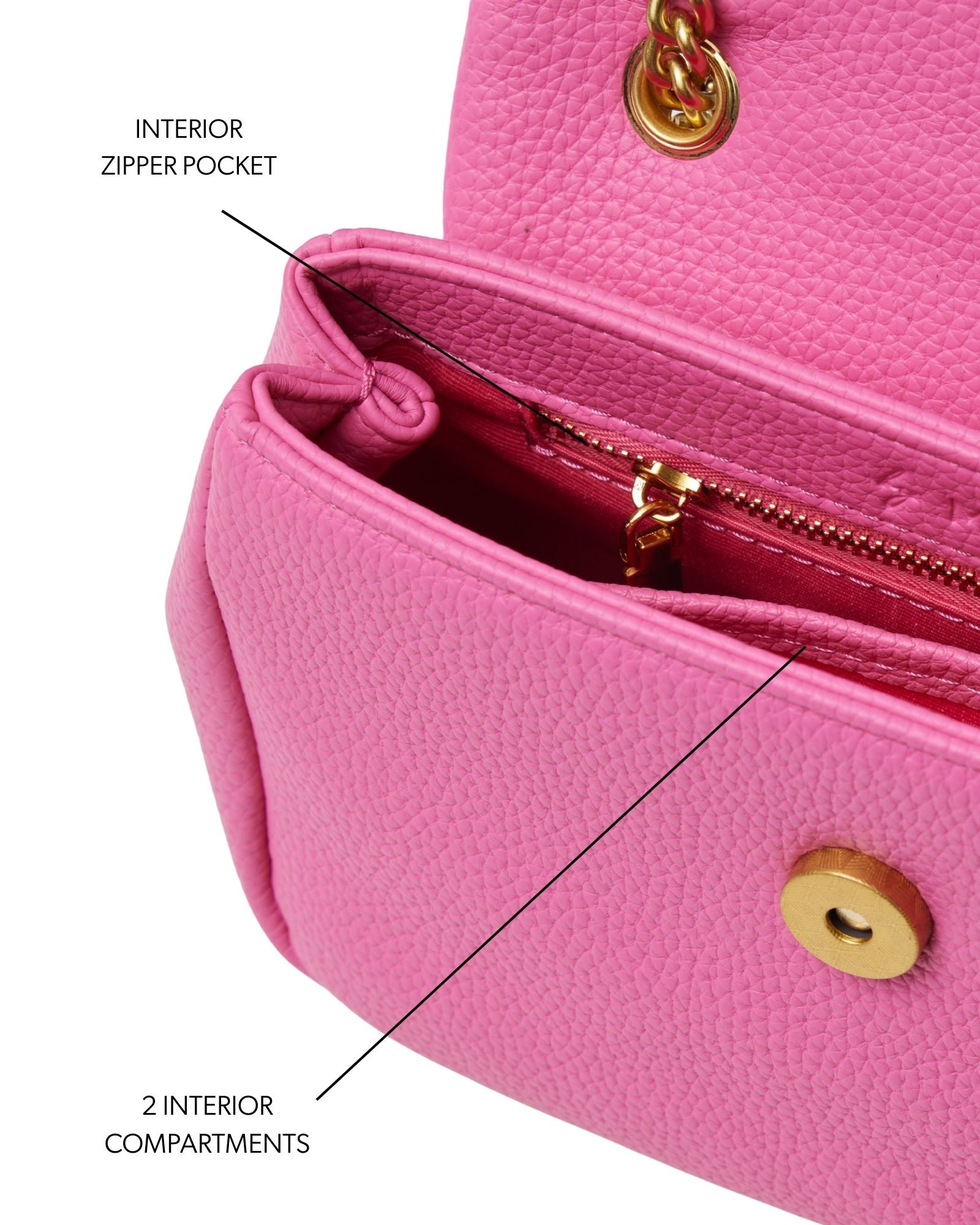 MINI PEBBLE FLAP BAG - HOT PINK