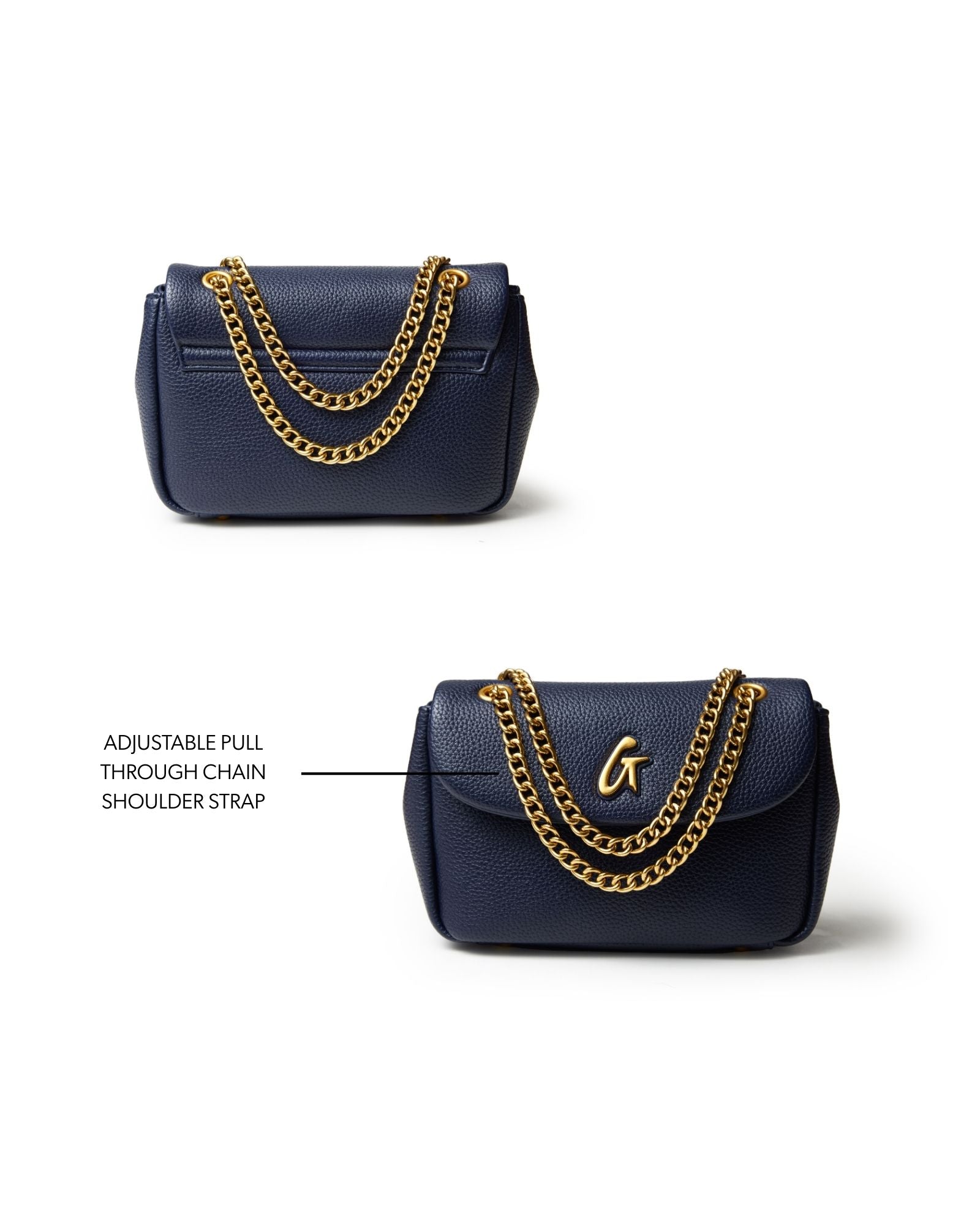 Pebble Mini Flap Bag Navy - Vegan Peble Leather Luxury Crossbody Bag
