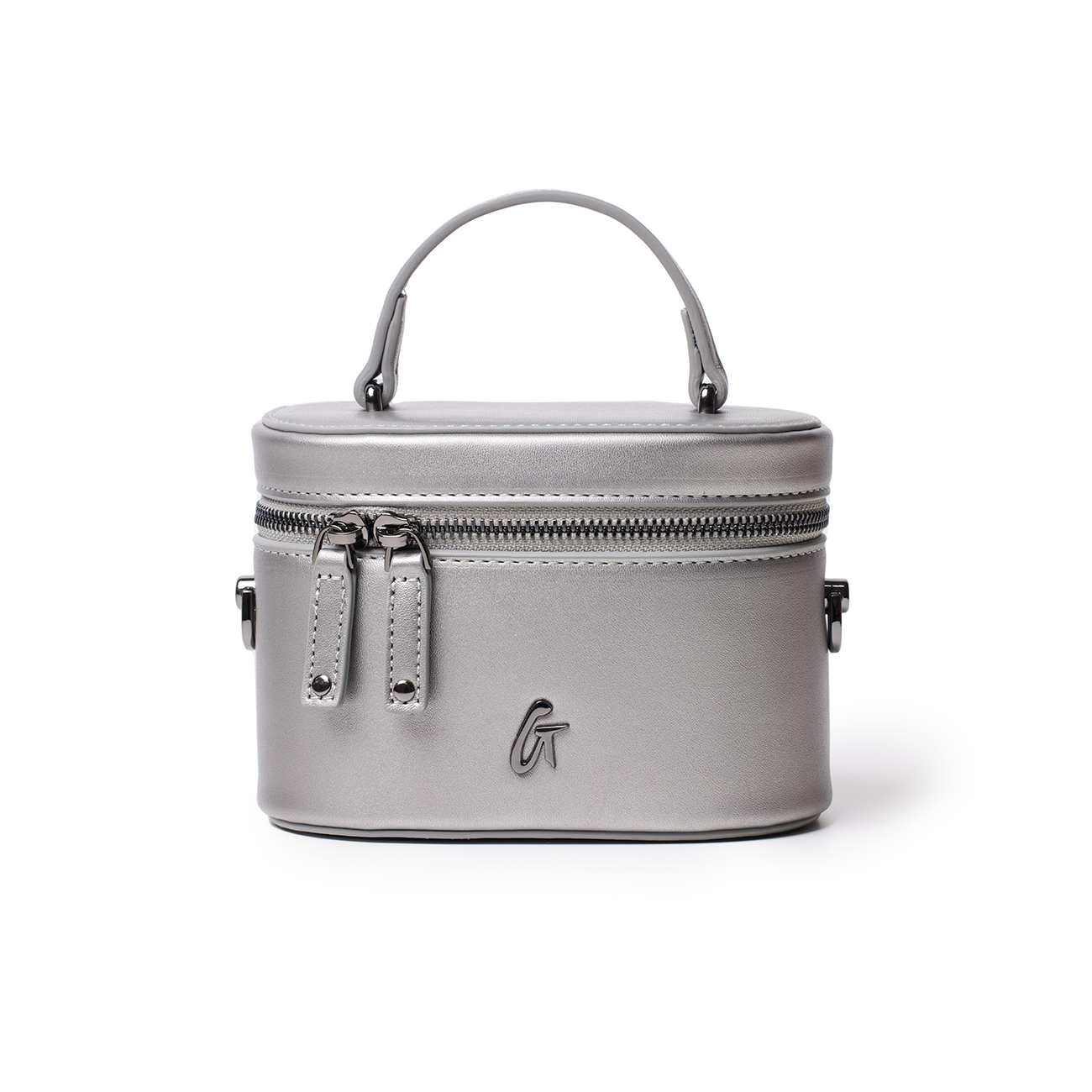 MINI SMOOTH GUNMETAL VANITY BAG - PLATINUM