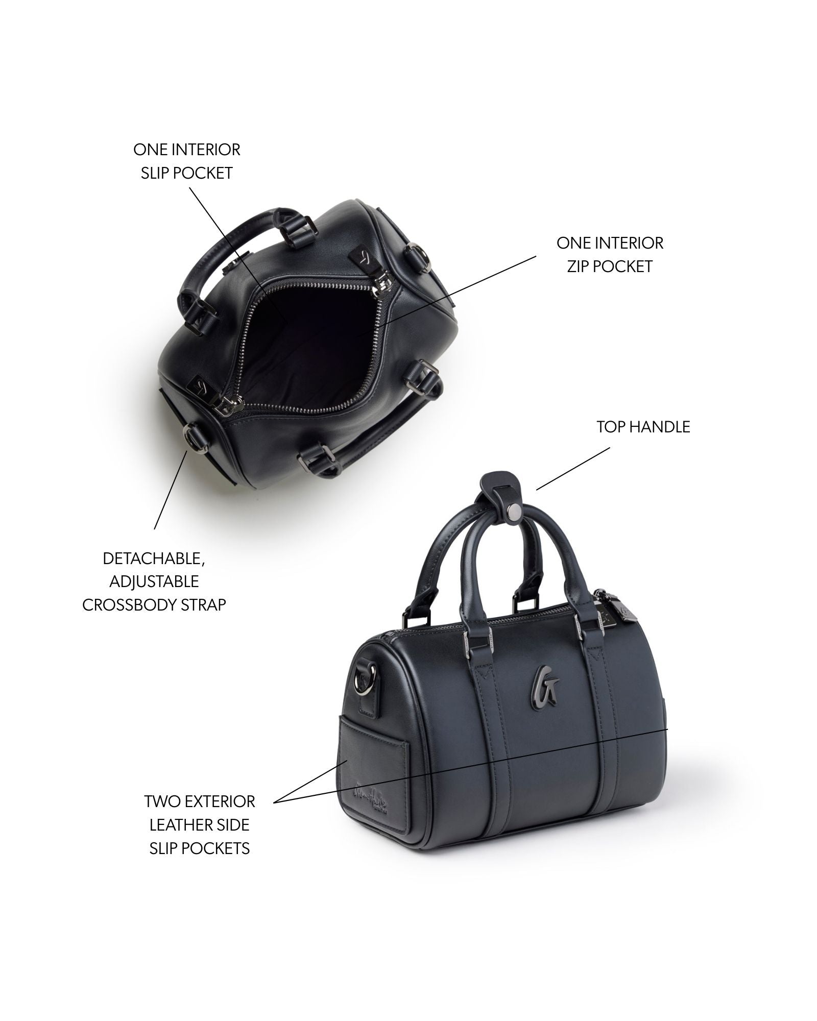 Mini Standard Gal Boston Bag | Black | Structured Design | Glam-Aholic