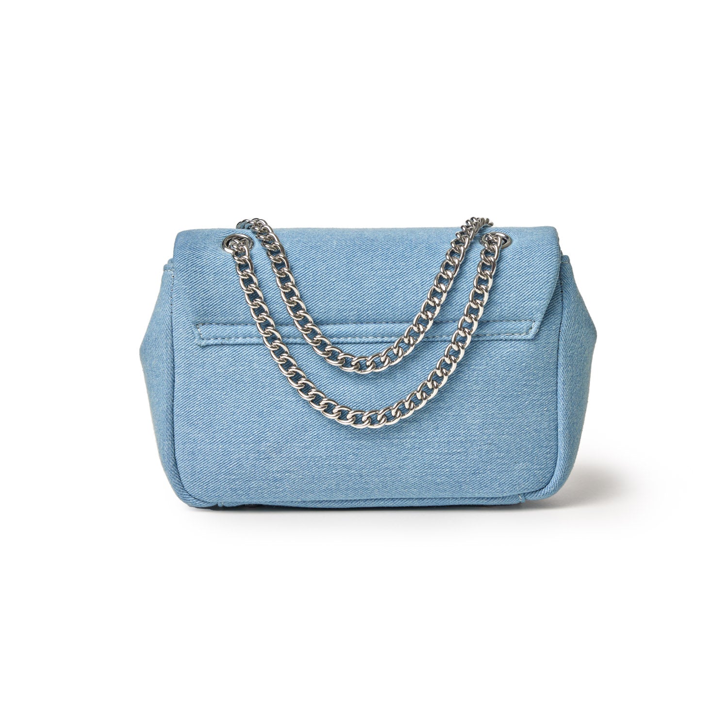 DENIM MINI CLASSIC FLAP BAG SILVER