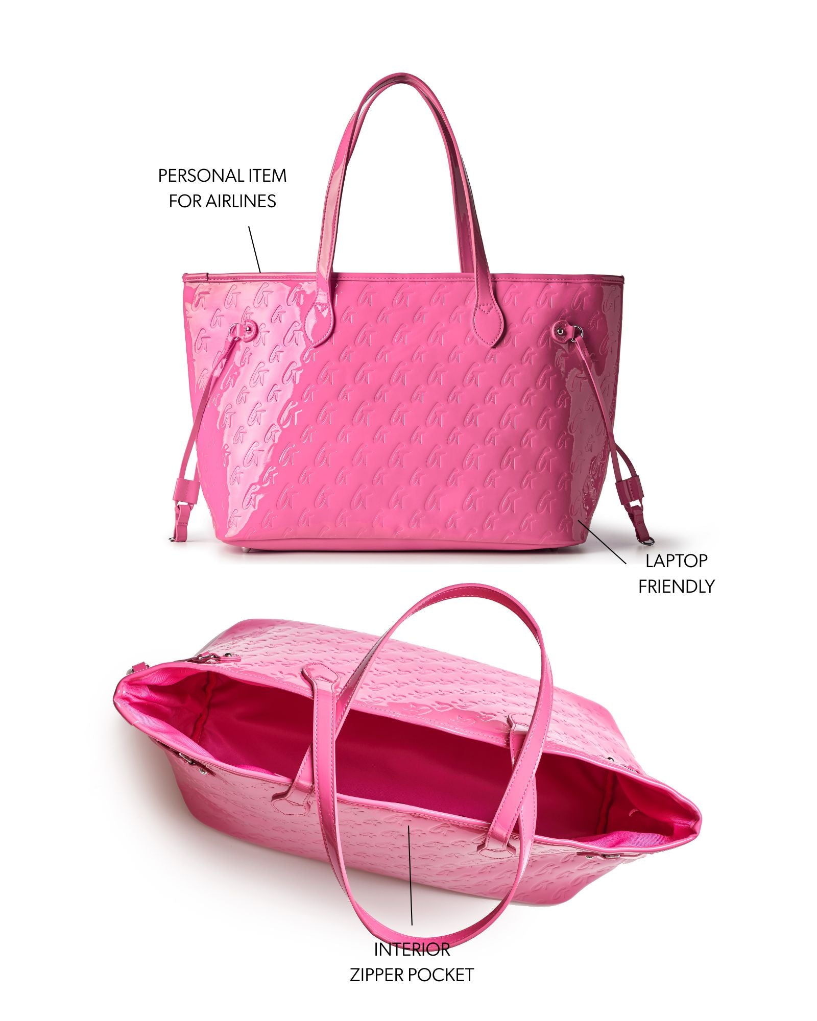 MONOGRAM GLAM TOTE - MIRROR HOT PINK